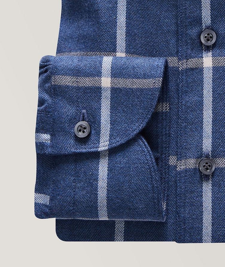 Button-Down Collar Checked Herringbone Pattern Casual Shirt image 3
