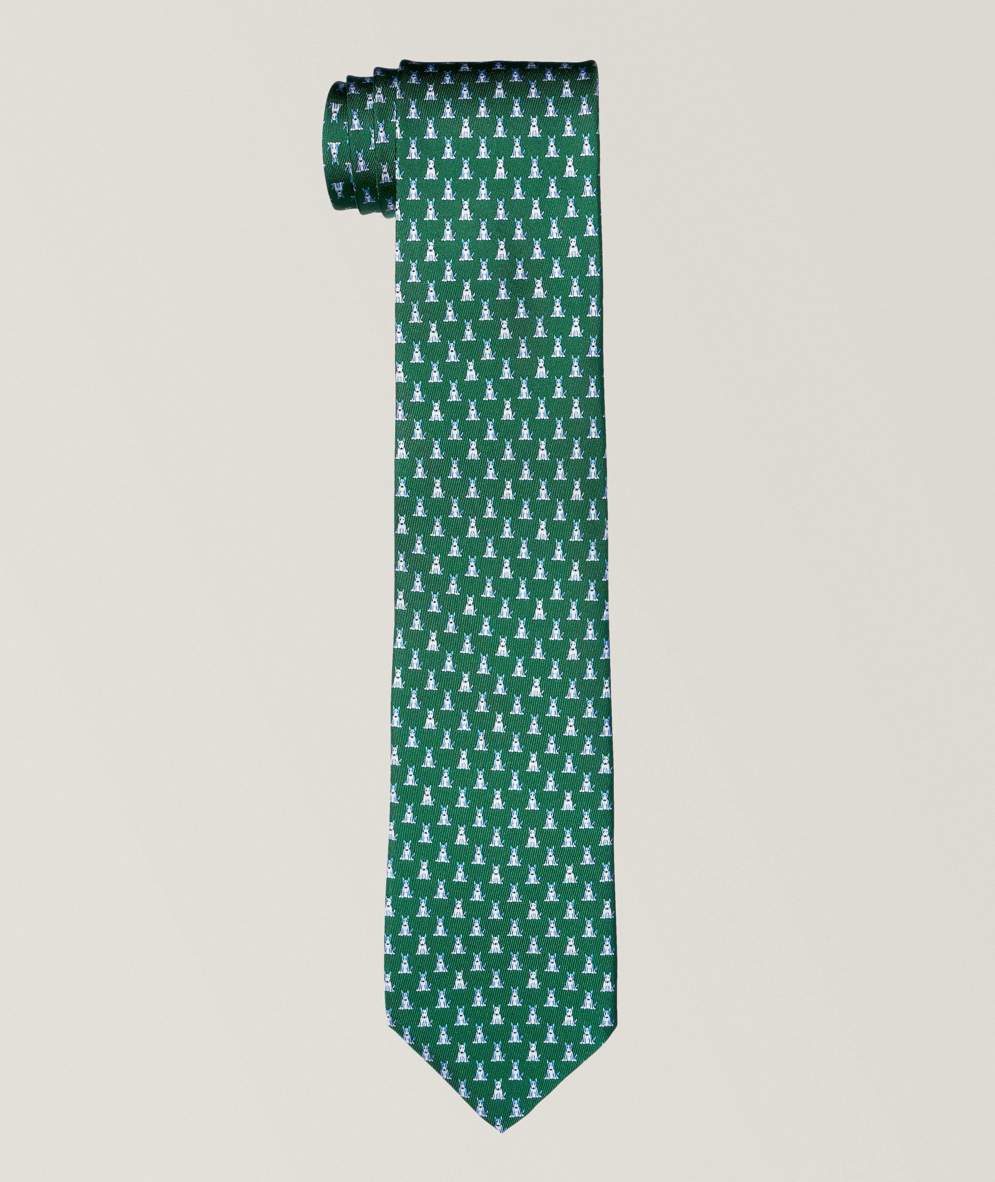 Cravate en soie à motif de chiens image 0