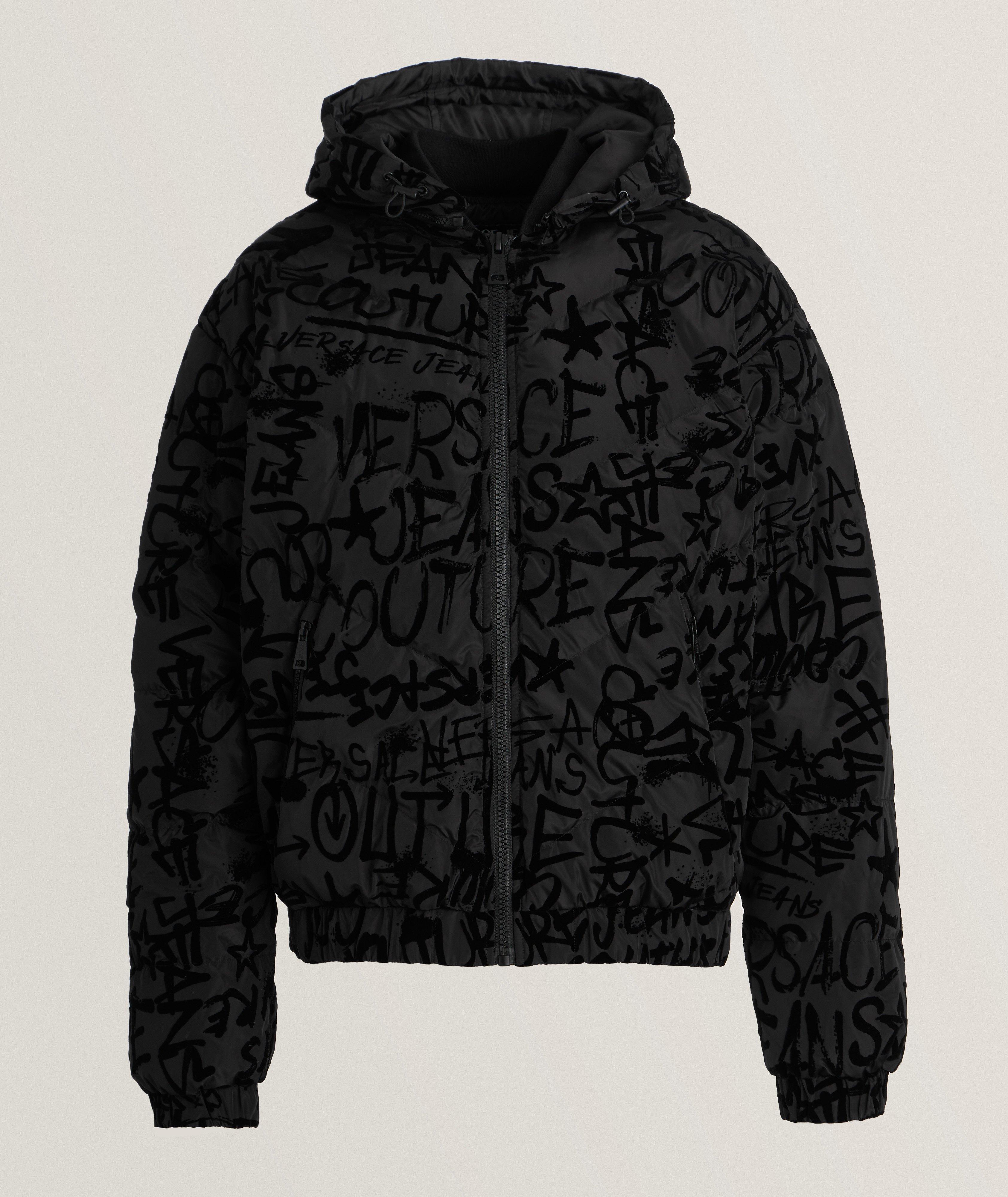 Velour Graffiti Logo Down Jacket image 0