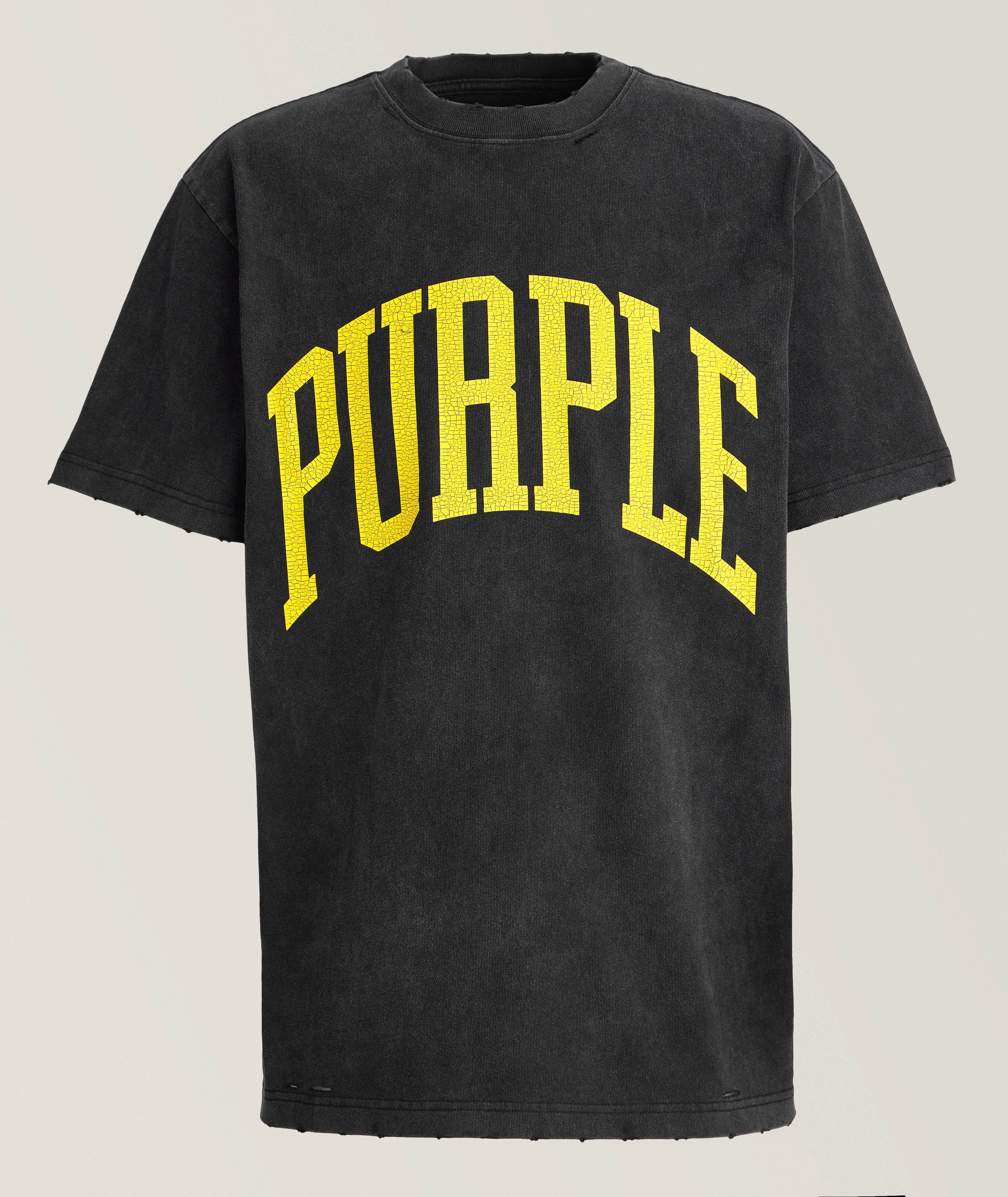 Destressed Cracked Logo Cotton T-Shirt image 0