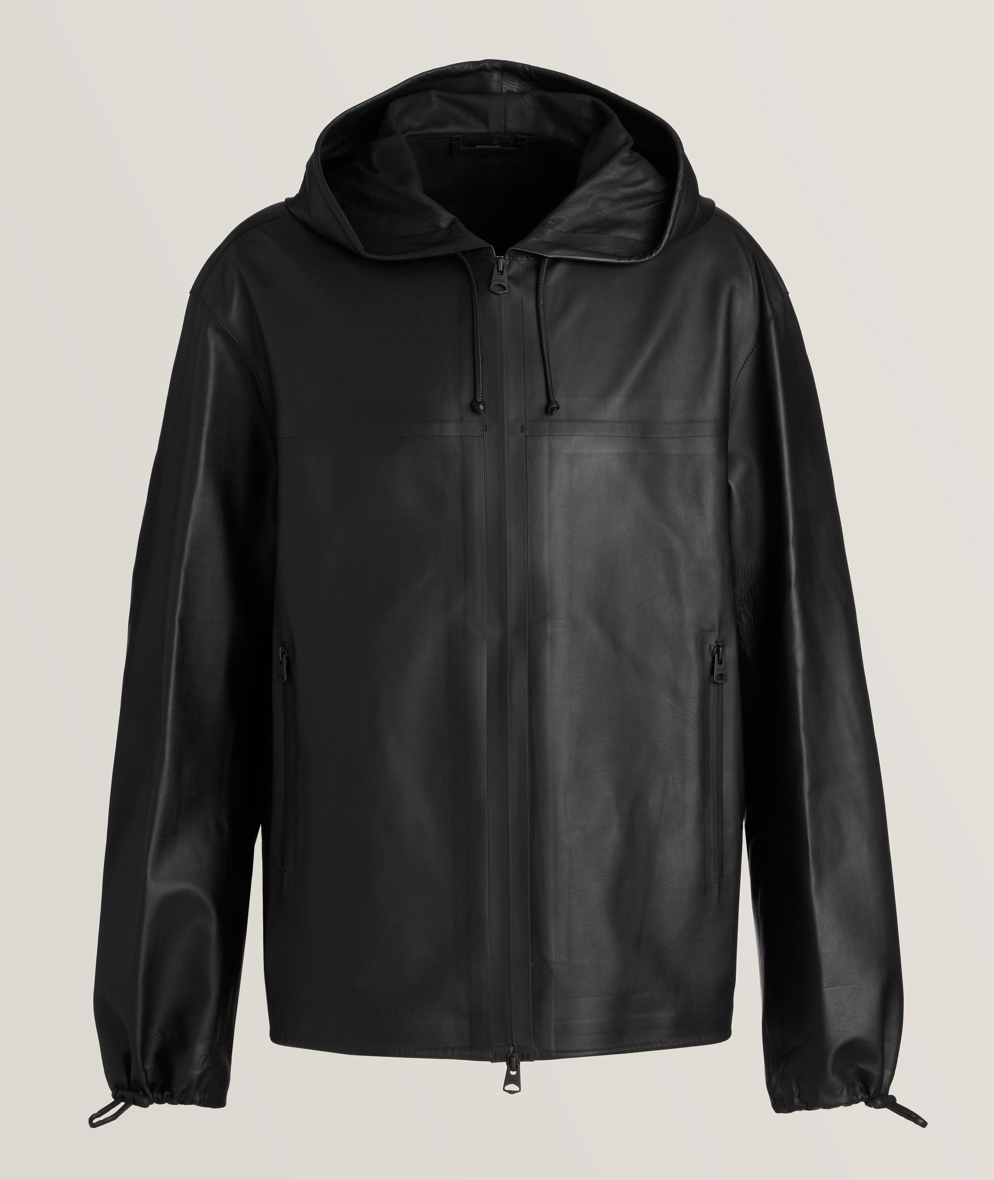 Davide Hooded Leather Jacket image 0