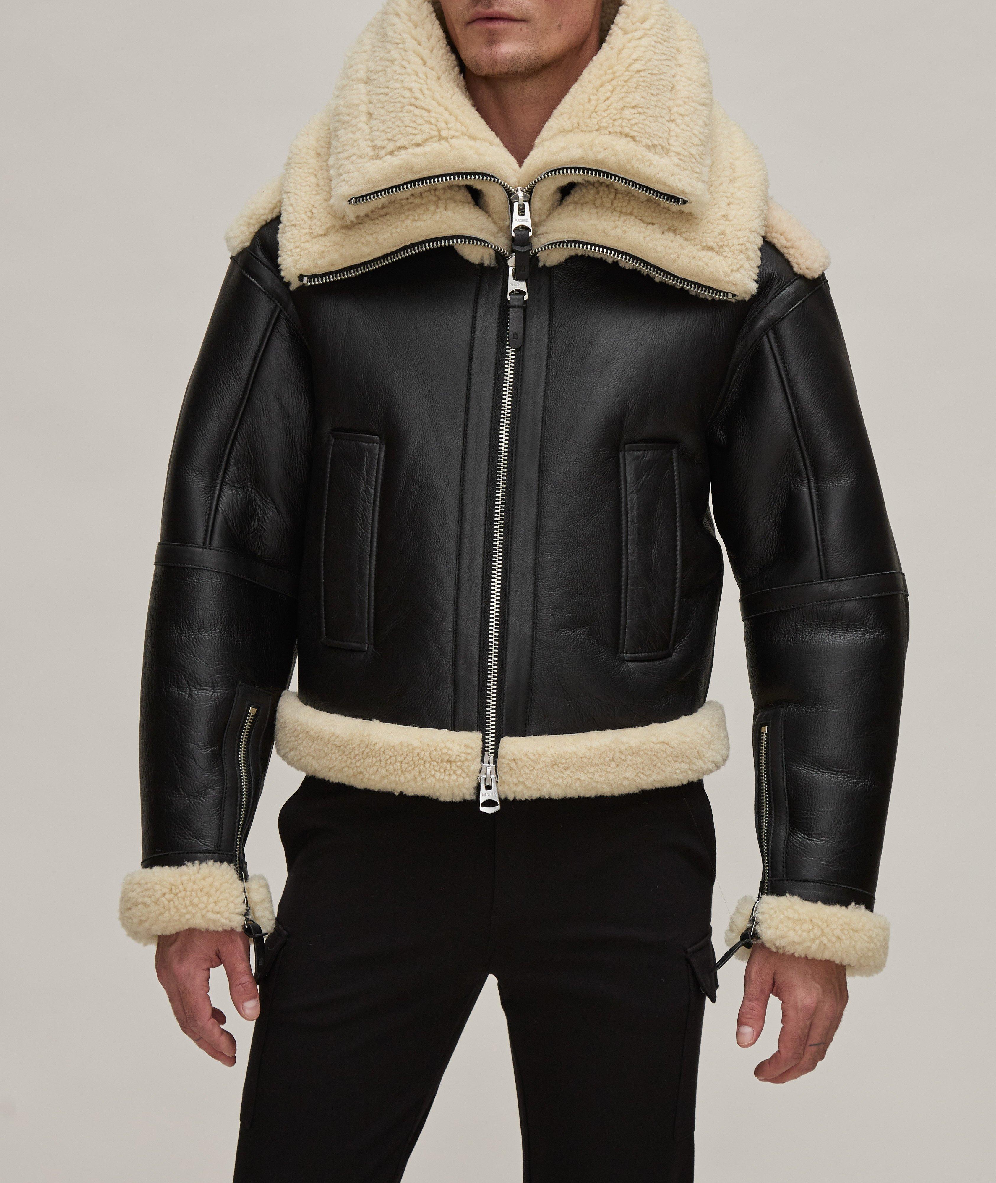 Sheepskin collar hot sale jacket mens