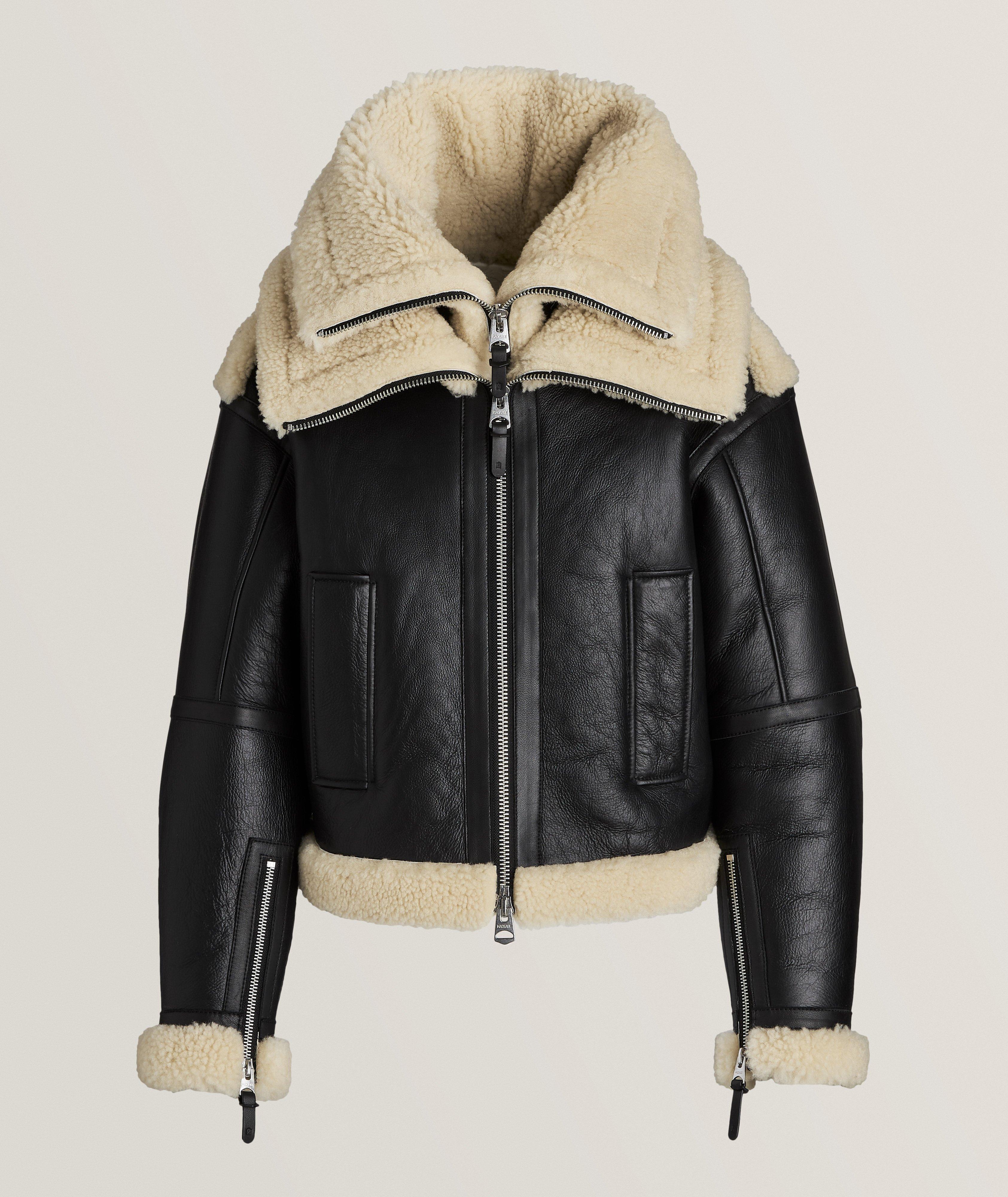 Mackage Lotte Sheepskin Collar Leather Jacket