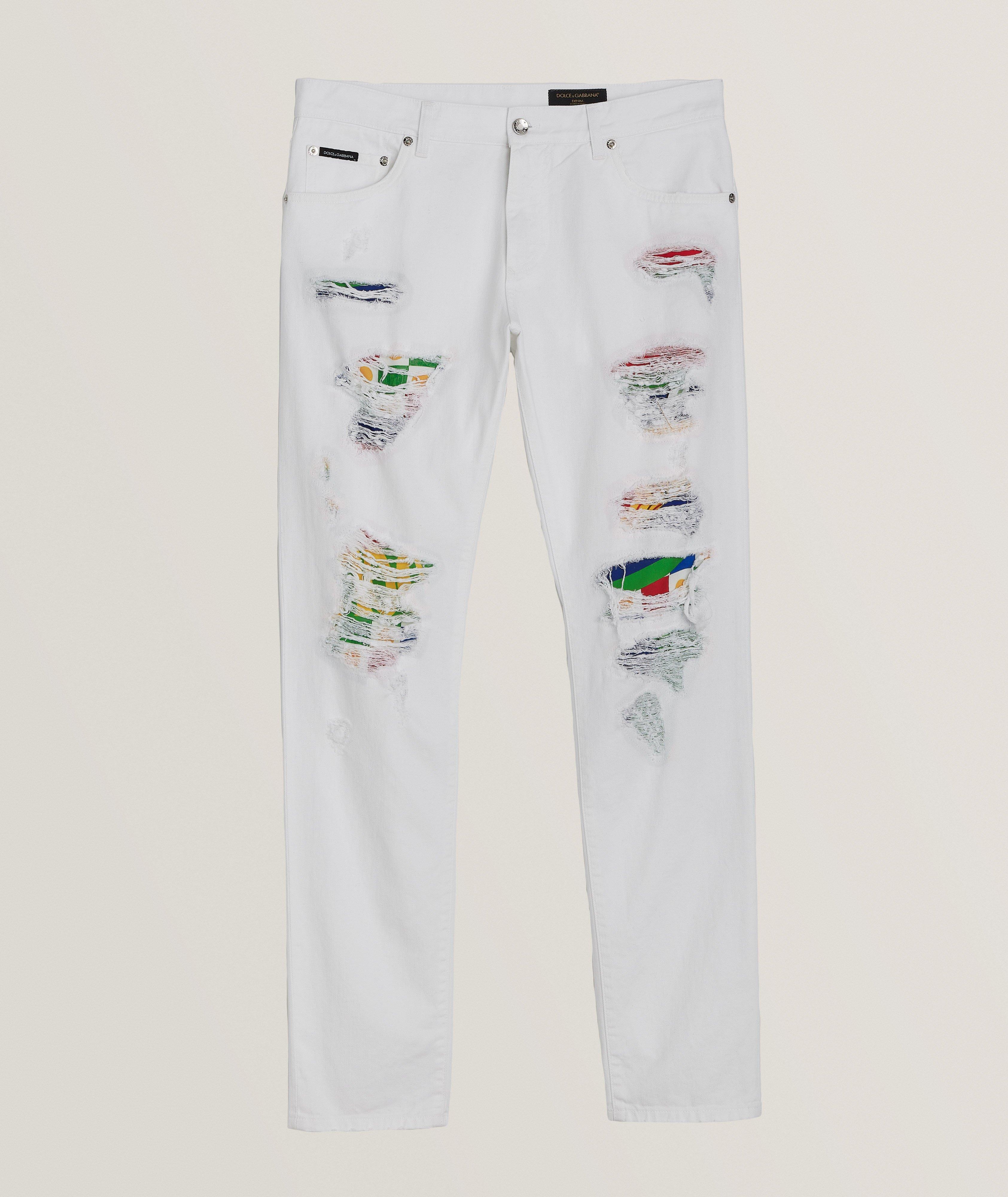 White destroyed hot sale jeans