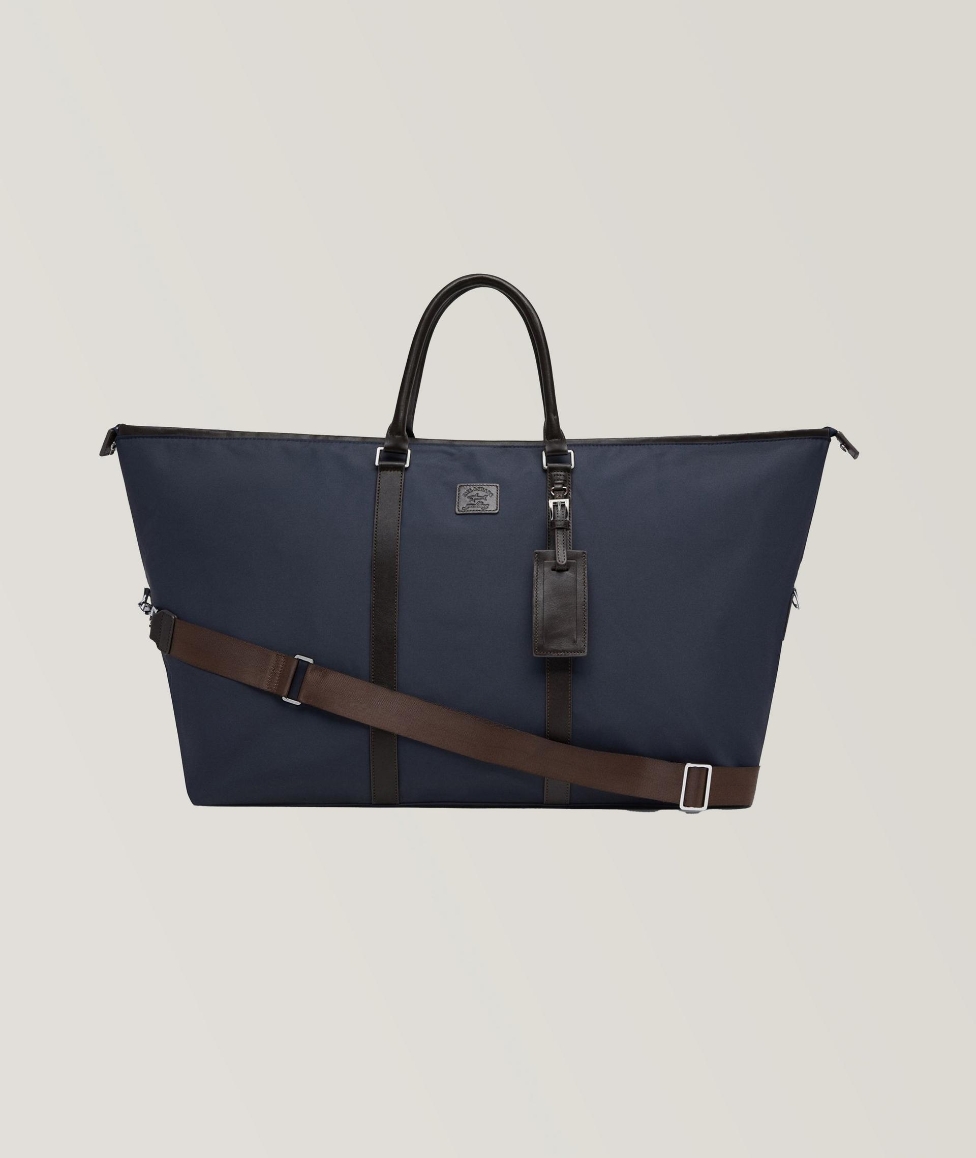 Fourre-tout en tissu technique à détail en cuir image 0