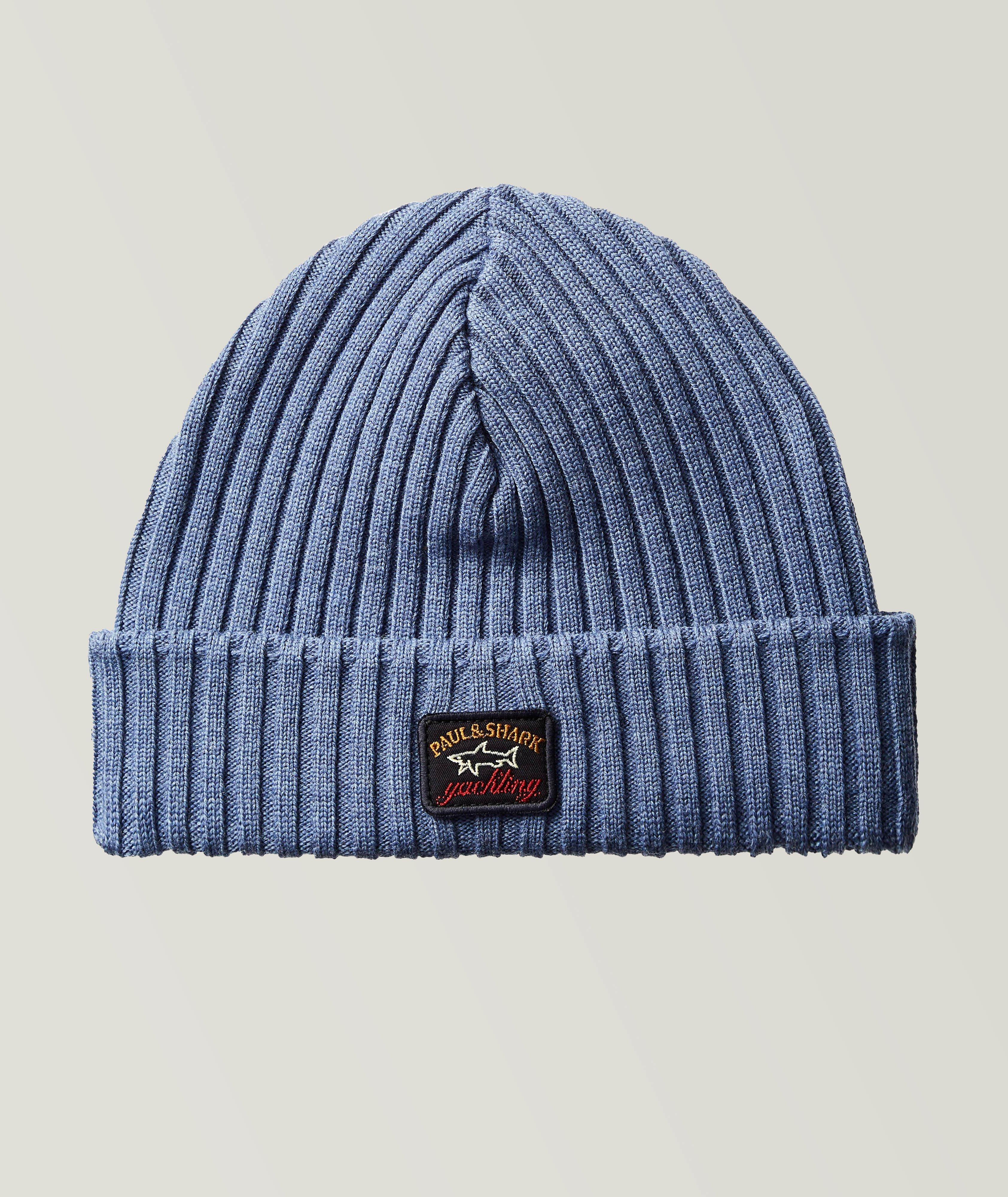 Paul & Shark Iconic Badge Logo Ribbed Wool Beanie