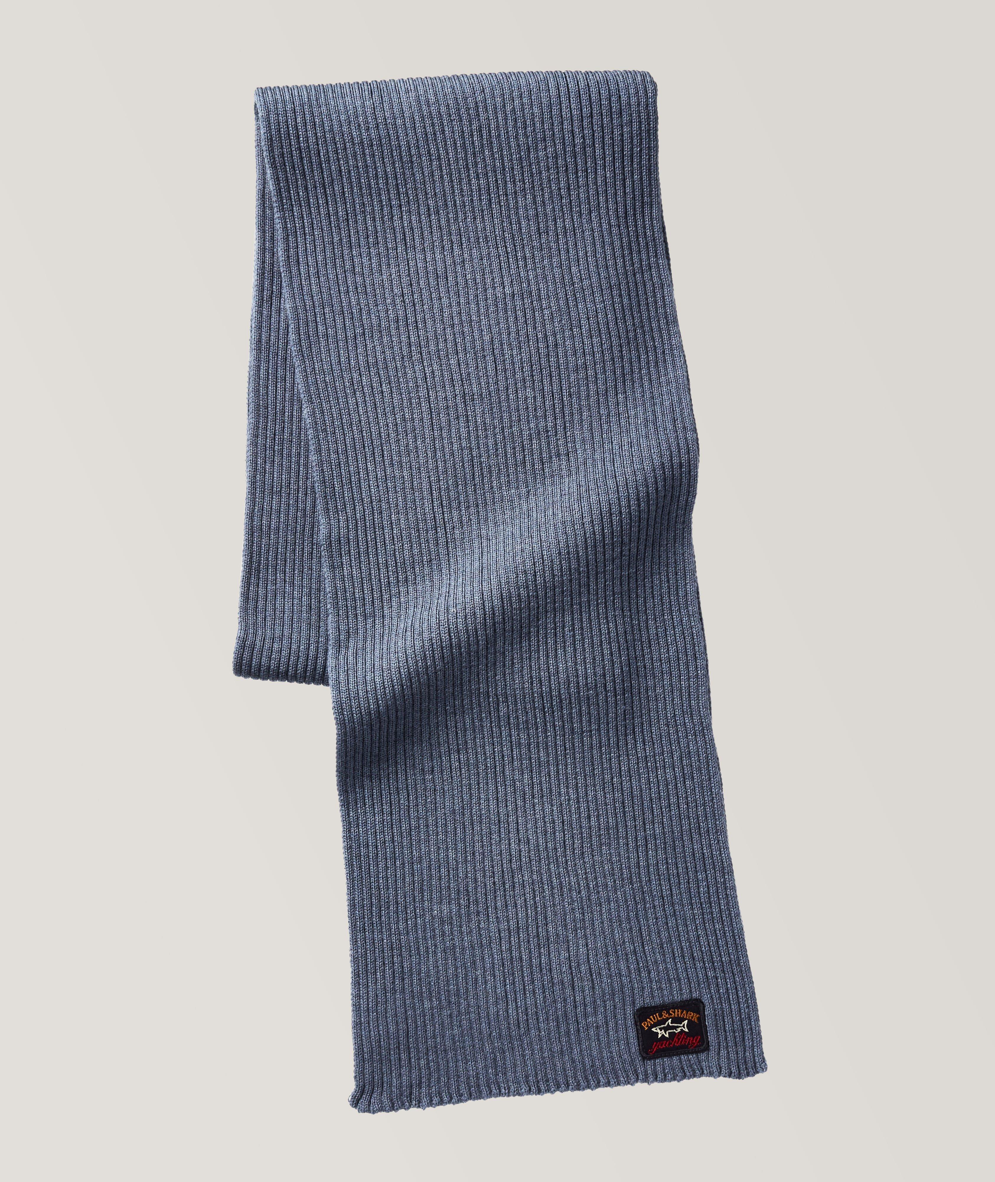 Écharpe en tricot côtelé de laine avec logo image 0