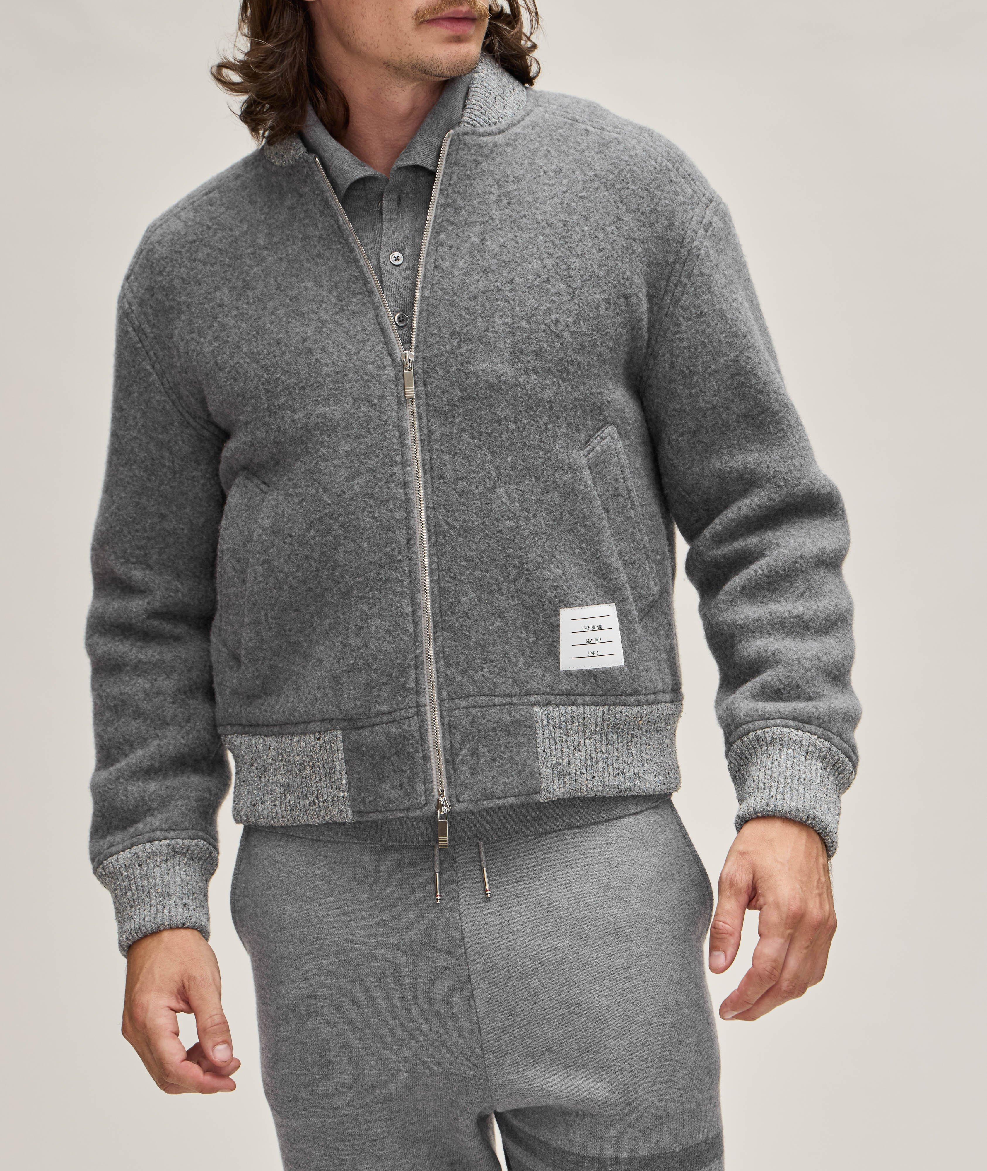 Mélange Fleece Wool Bomber Jacket image 1