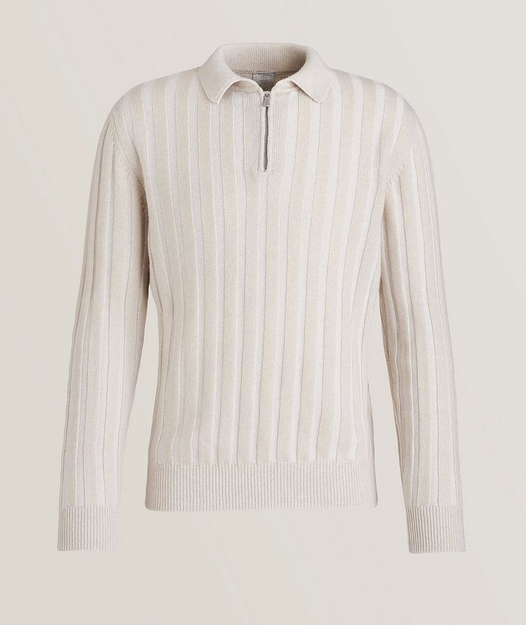 Taped Cashmere Quarter-Zip Knit Polo image 0