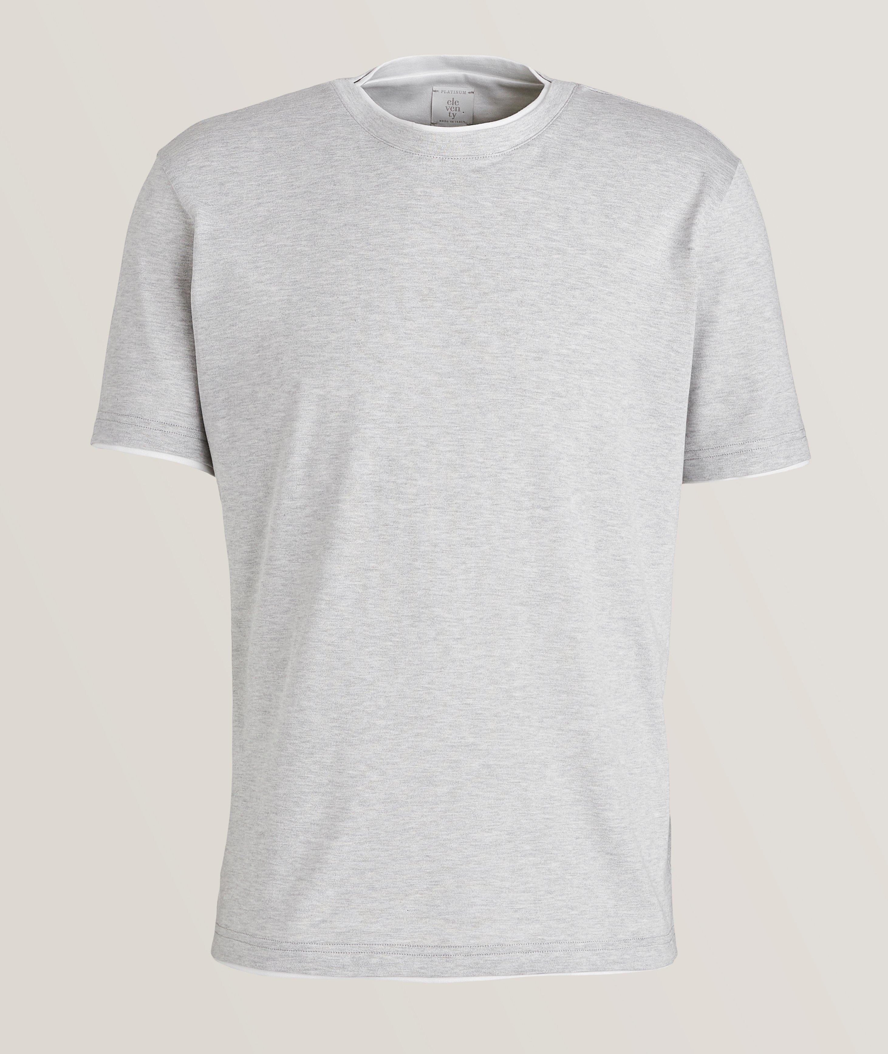 Eleventy Double Layer Contrast Trim Cotton T-Shirt, T-Shirts