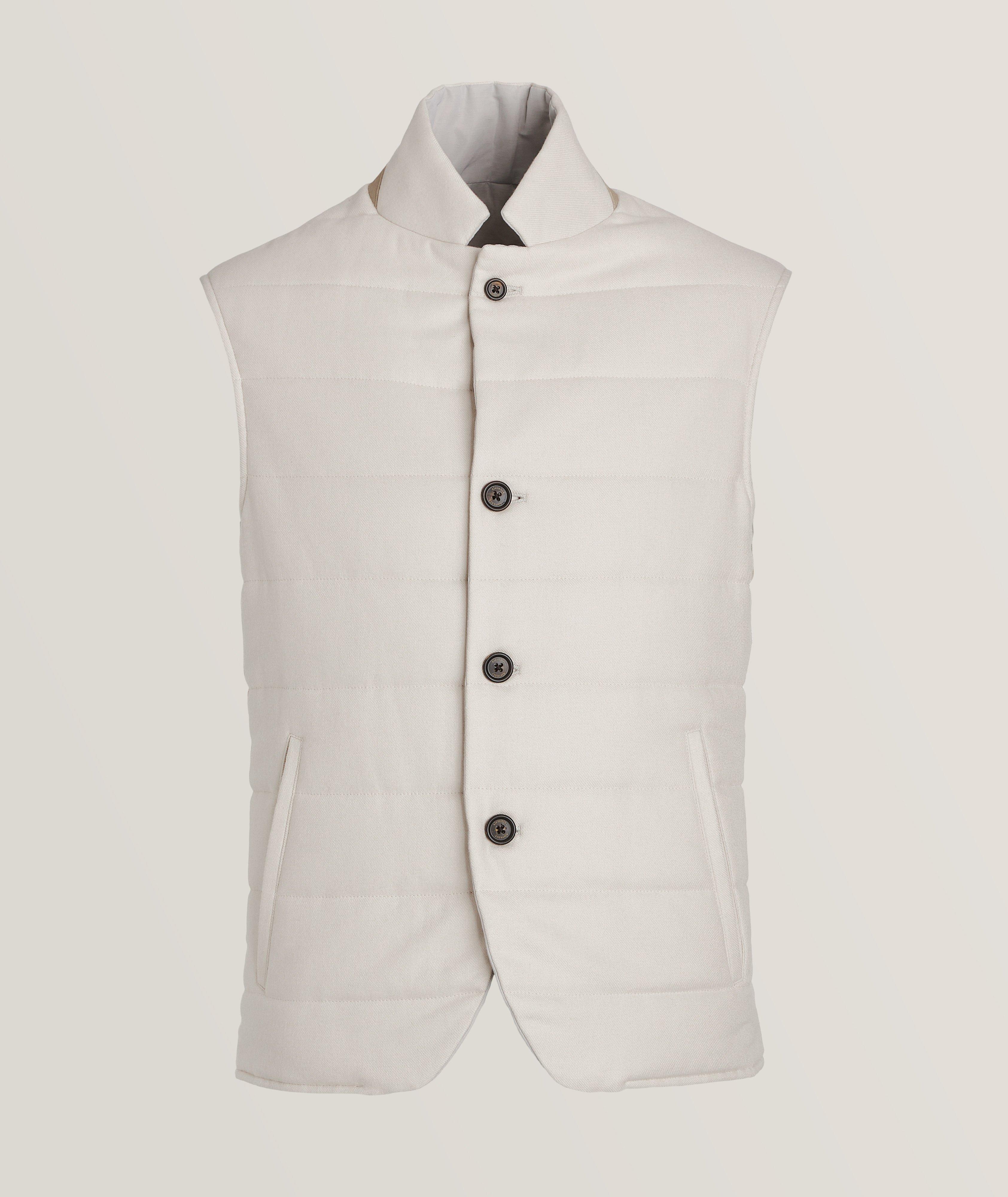 Eleventy Platinum Reversible Silk-Cashmere Vest, Coats