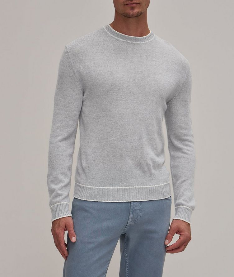 Contrast Trimmed Wool Crewneck Sweater  image 1