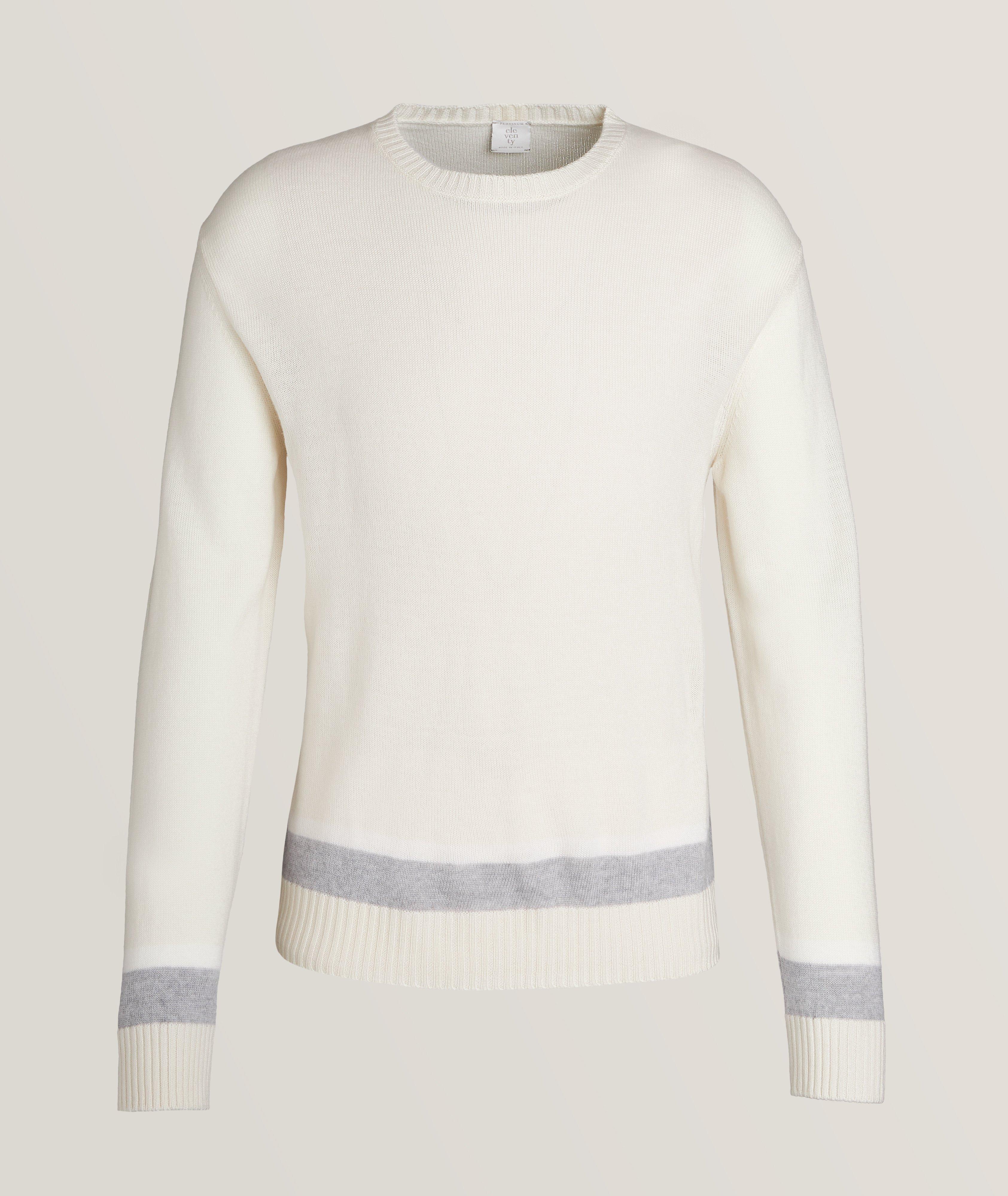 Contrast Stripe Wool Crewneck Sweater image 0