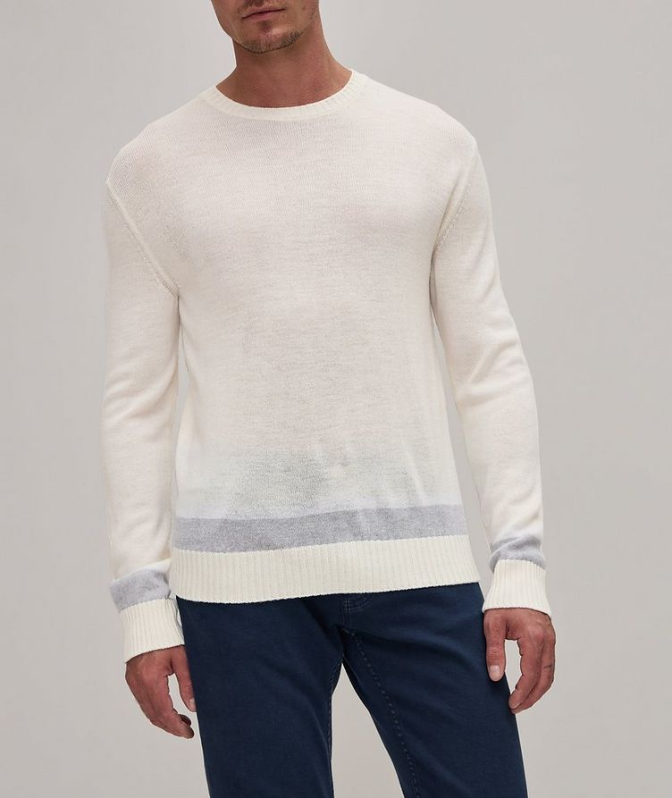 Contrast Stripe Wool Crewneck Sweater image 1