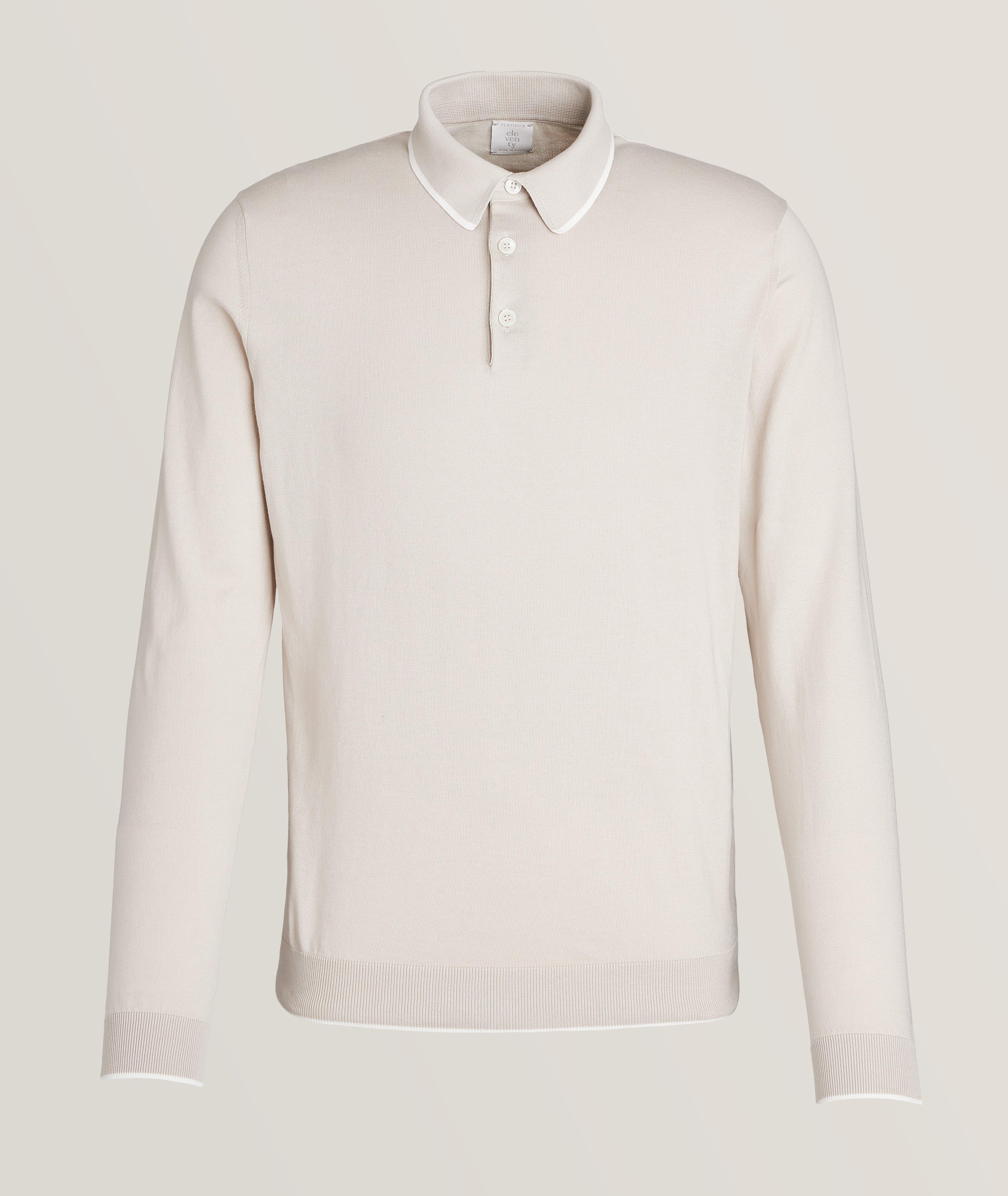 Long-Sleeve Sea Island Cotton Knit Polo image 0