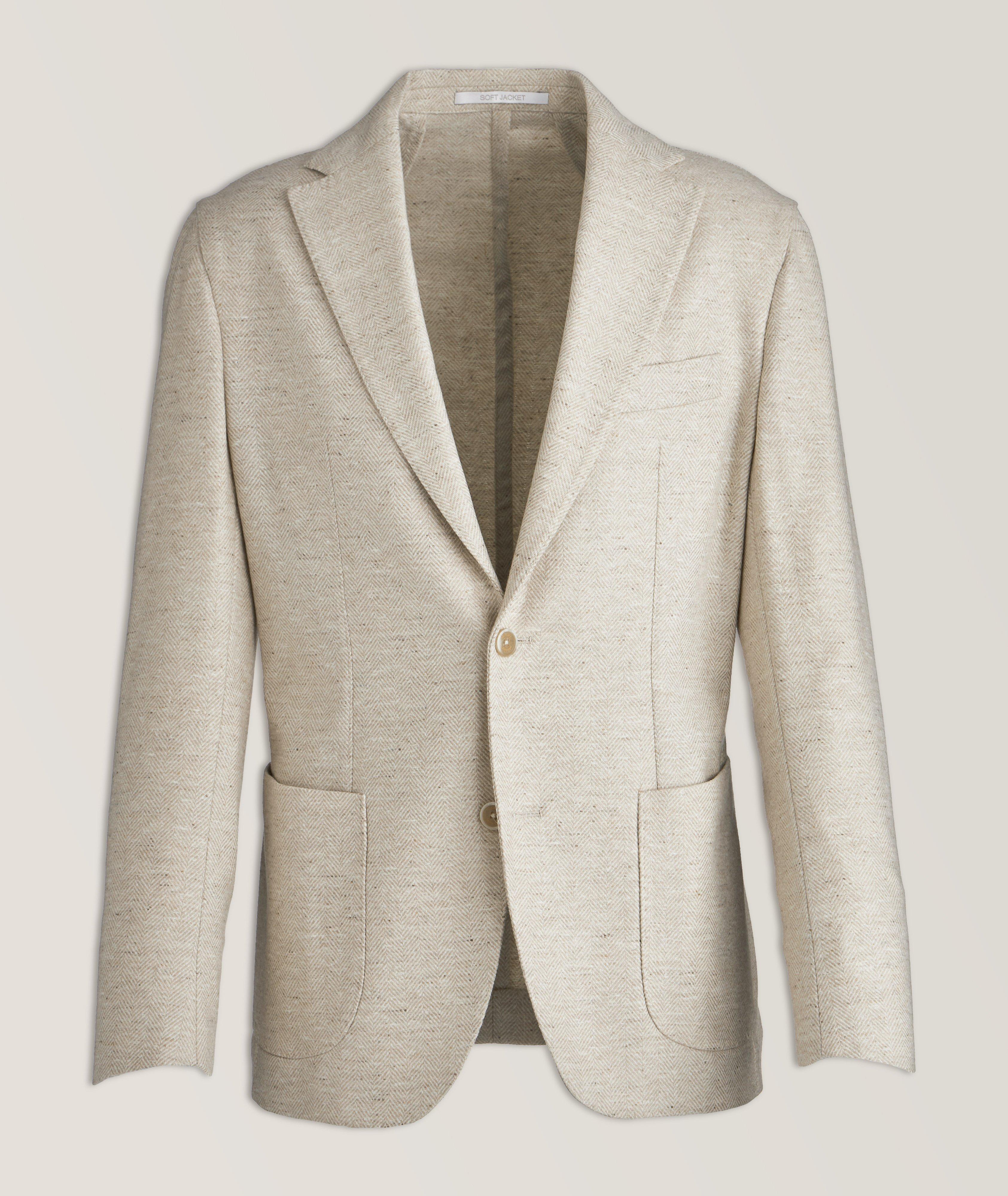 Platinum Herringbone Wool-Cashmere Soft Jacket image 0