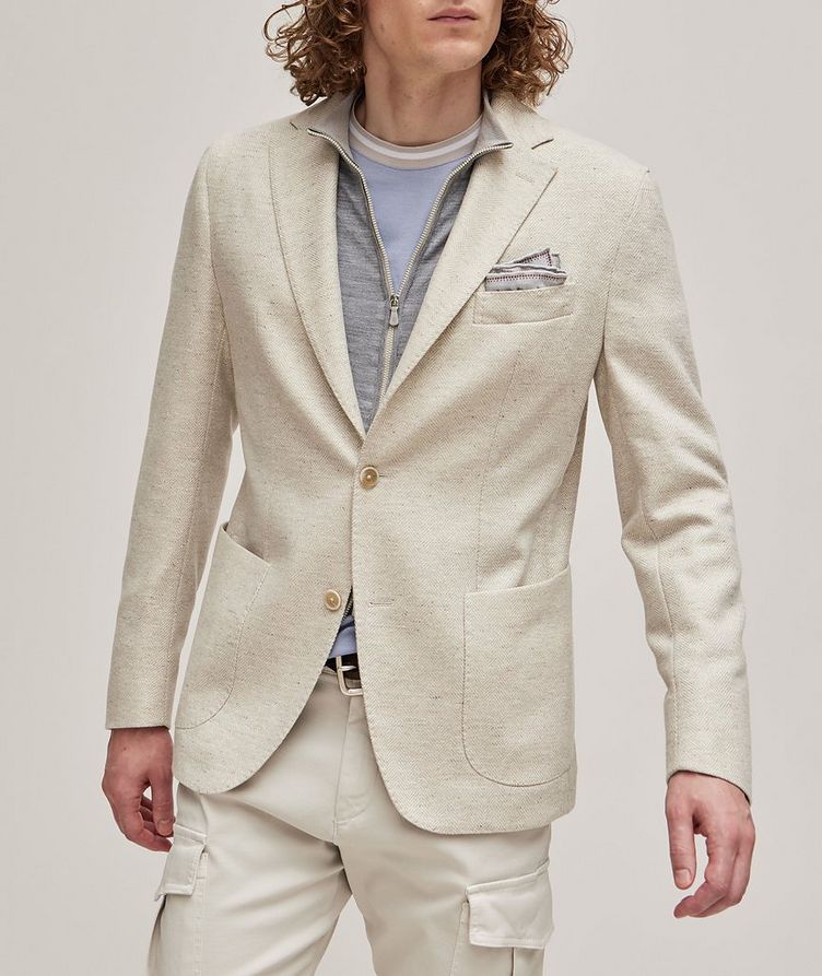 Platinum Herringbone Wool-Cashmere Soft Jacket image 1