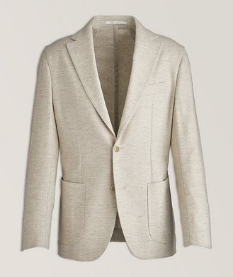 Eleventy Platinum Herringbone Wool-Cashmere Soft Jacket