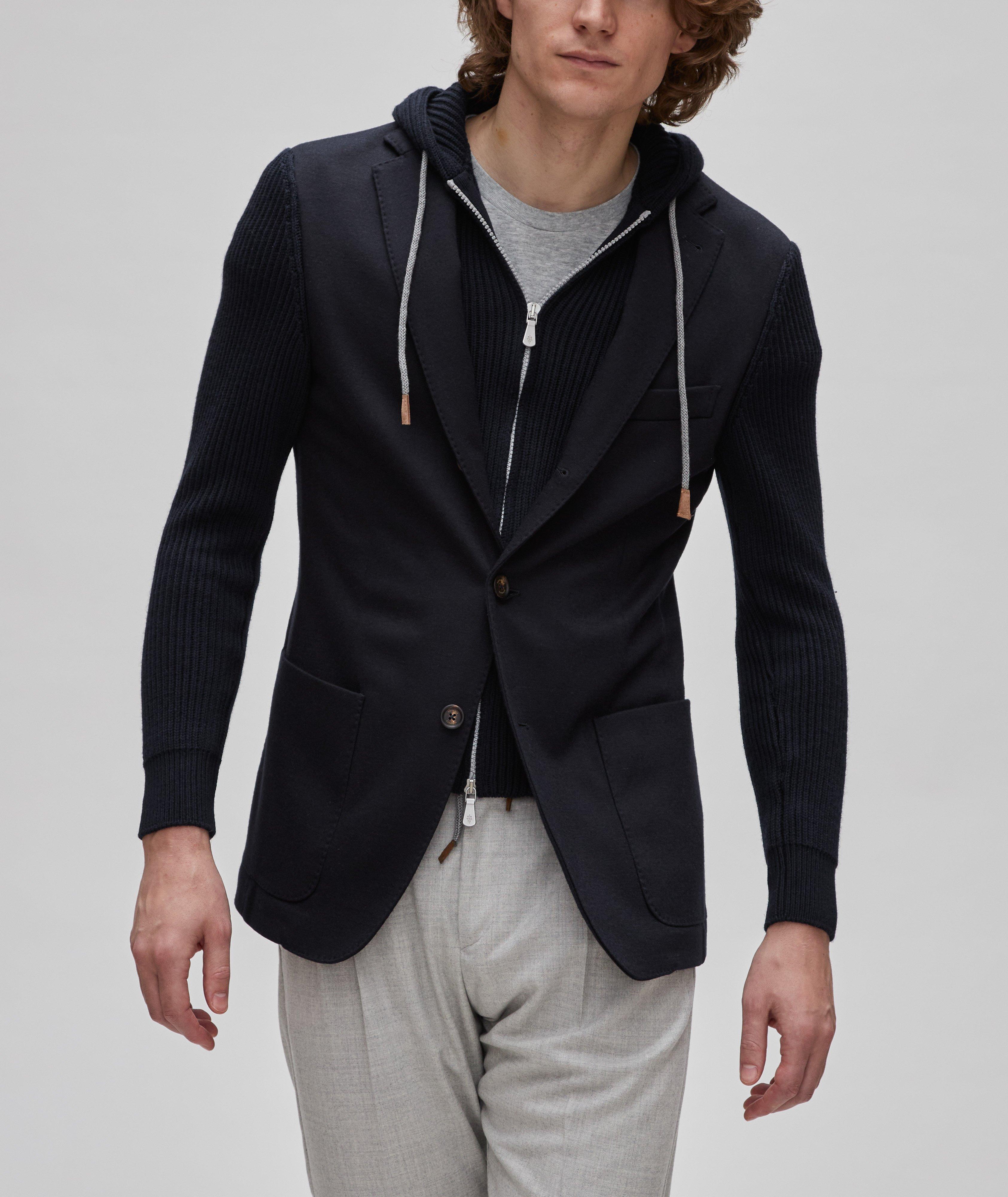 Knitted Wool-Cotton Blend Hooded Sport Jacket image 1