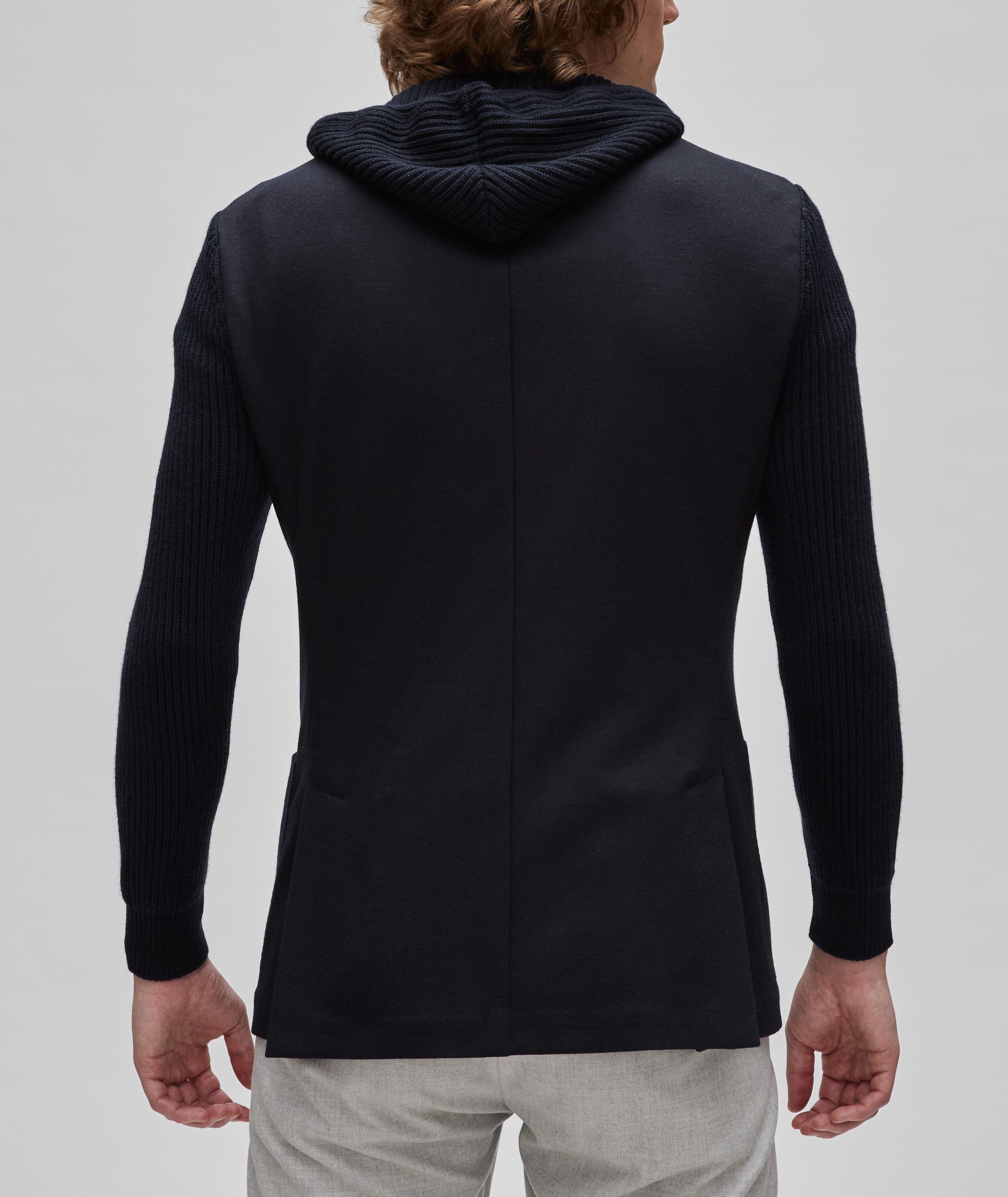 Knitted Wool-Cotton Blend Hooded Sport Jacket image 2