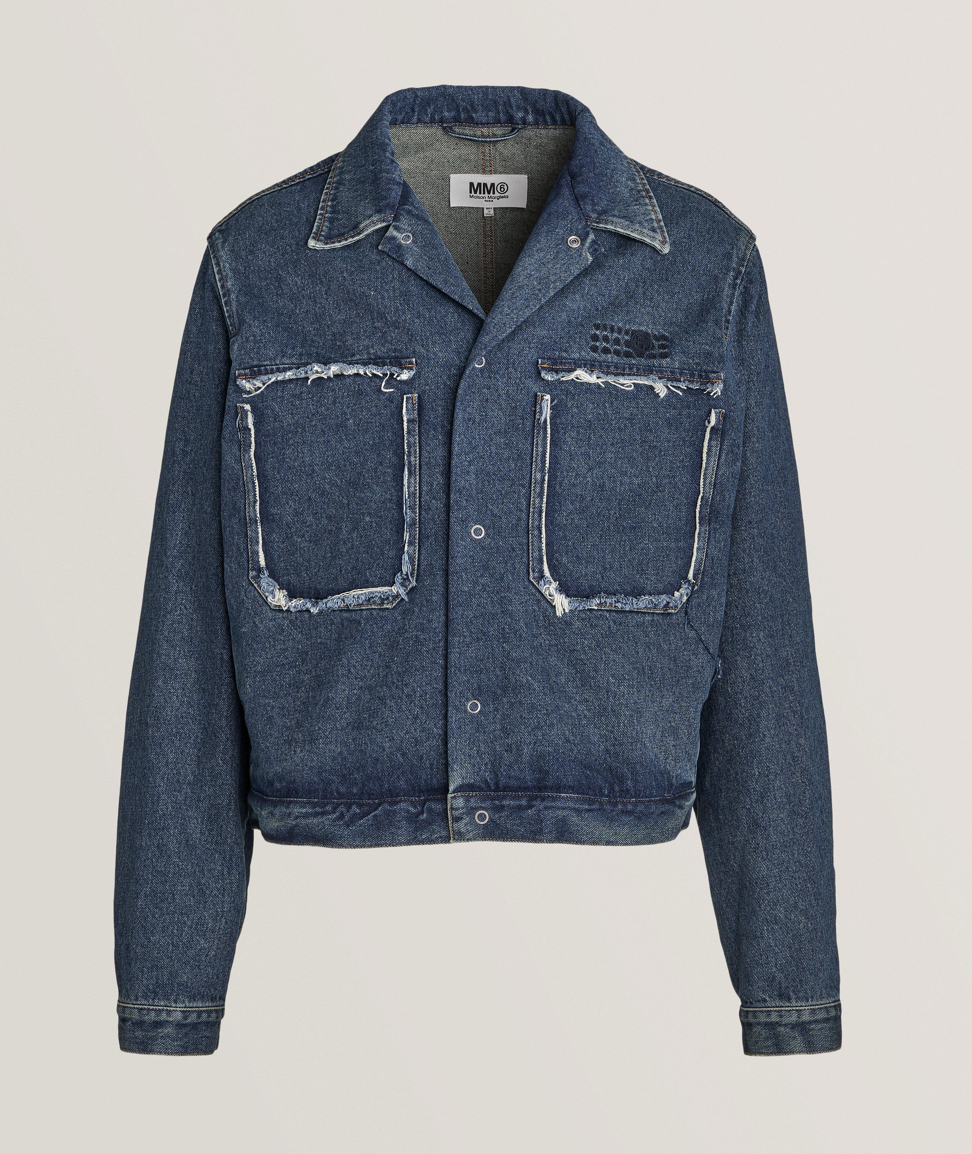 MM6 Maison Margiela Distressed Patches Cotton Denim Jacket | Coats