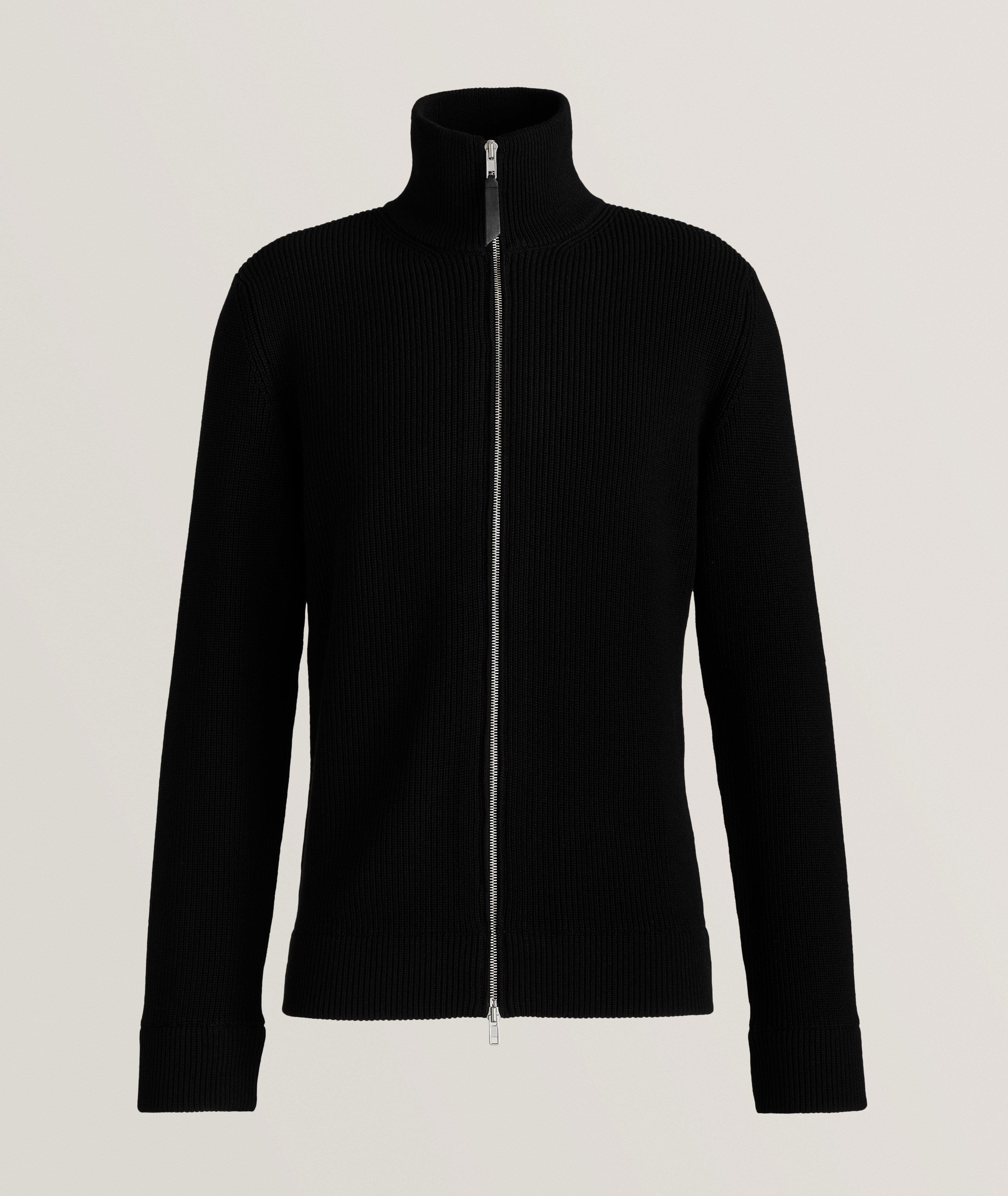 Ribbed Cotton-Wool Full-Zip Sweater image 0