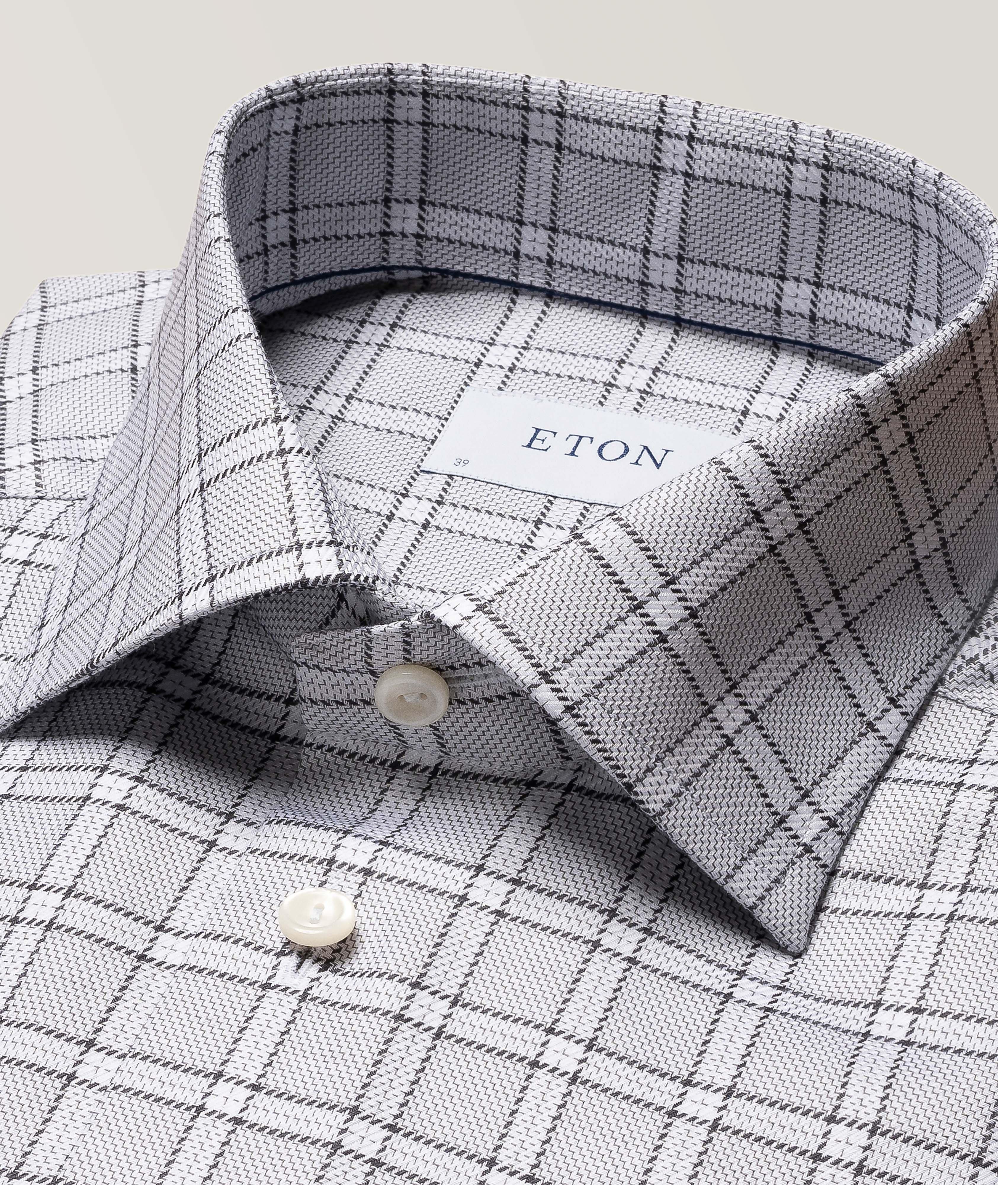 Brown Houndstooth Print Signature Twill Shirt - Eton