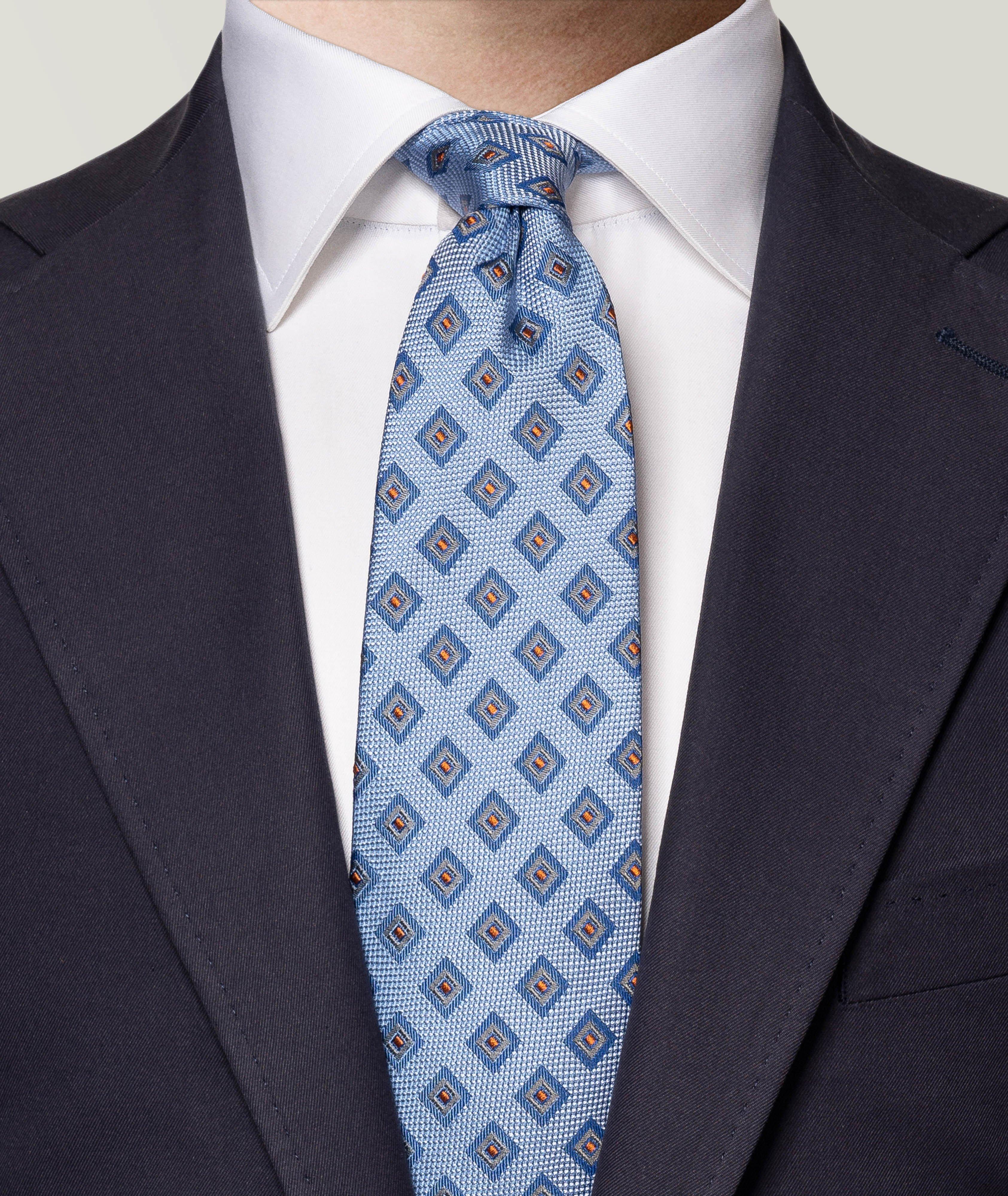 Cravate en soie à motif géométrique image 2