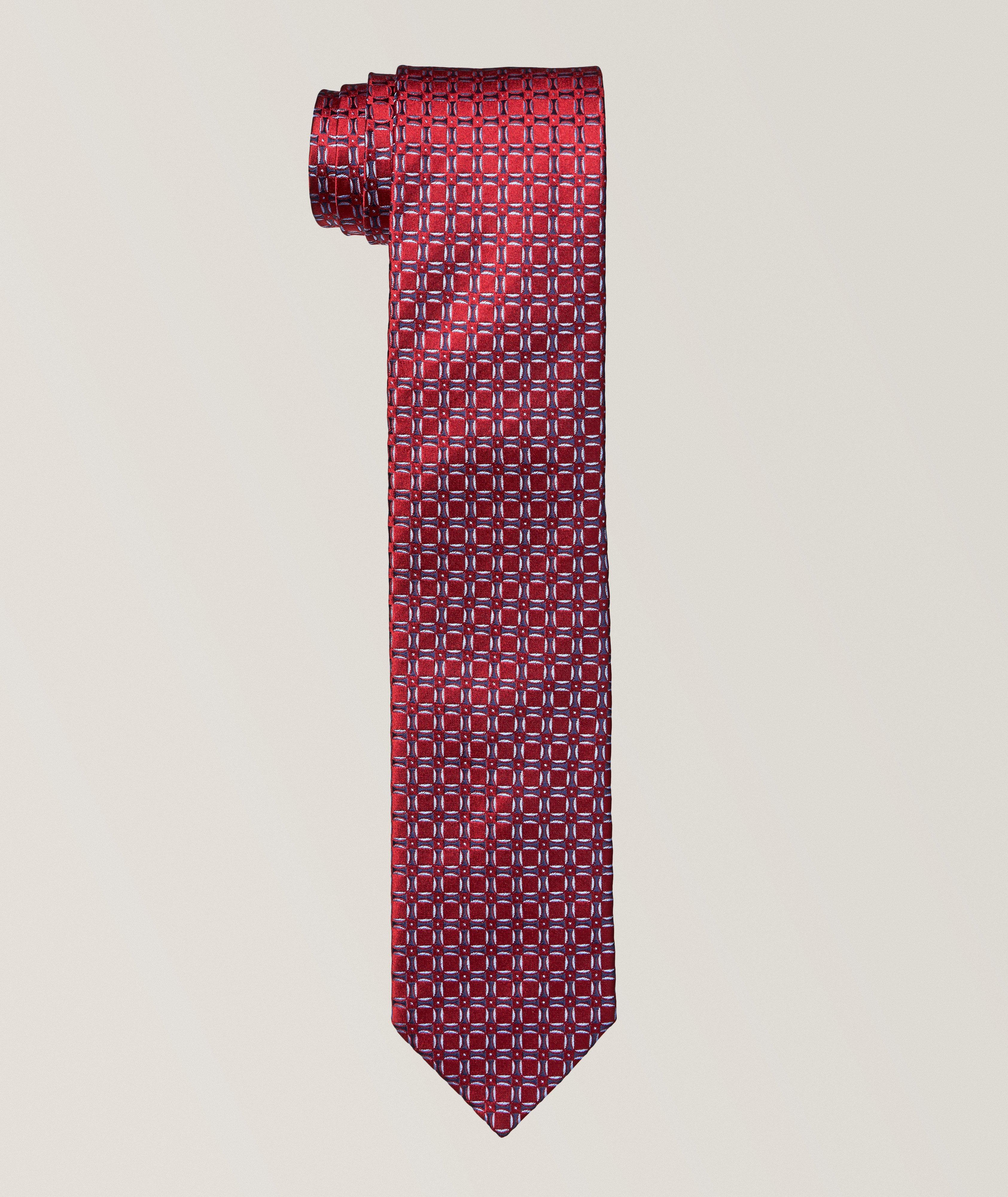 Cravate en soie à motif géométrique image 0