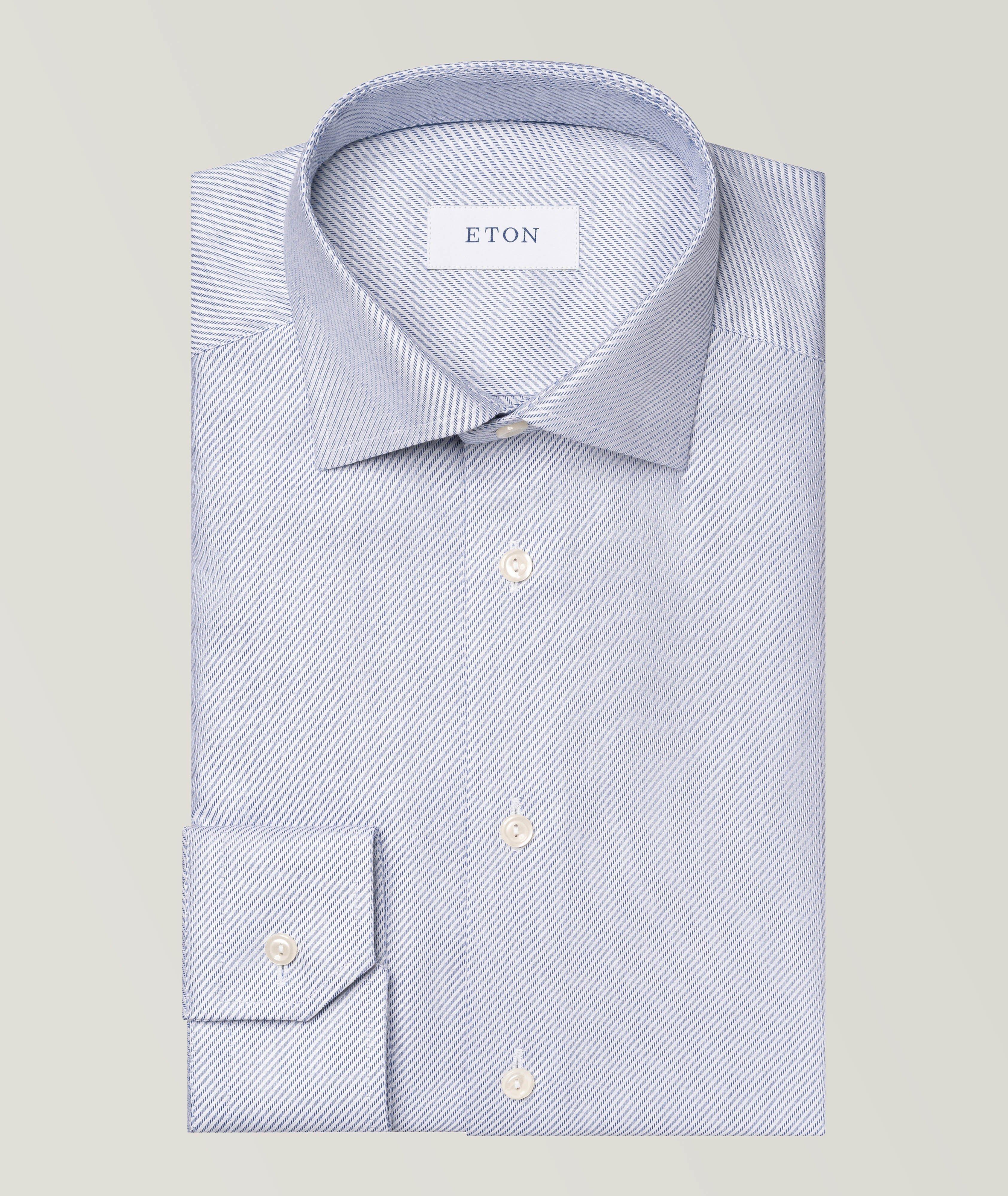 Contemporary Fit Diagonal Stripe Twill Cotton-Tencel Dress Shirt image 0