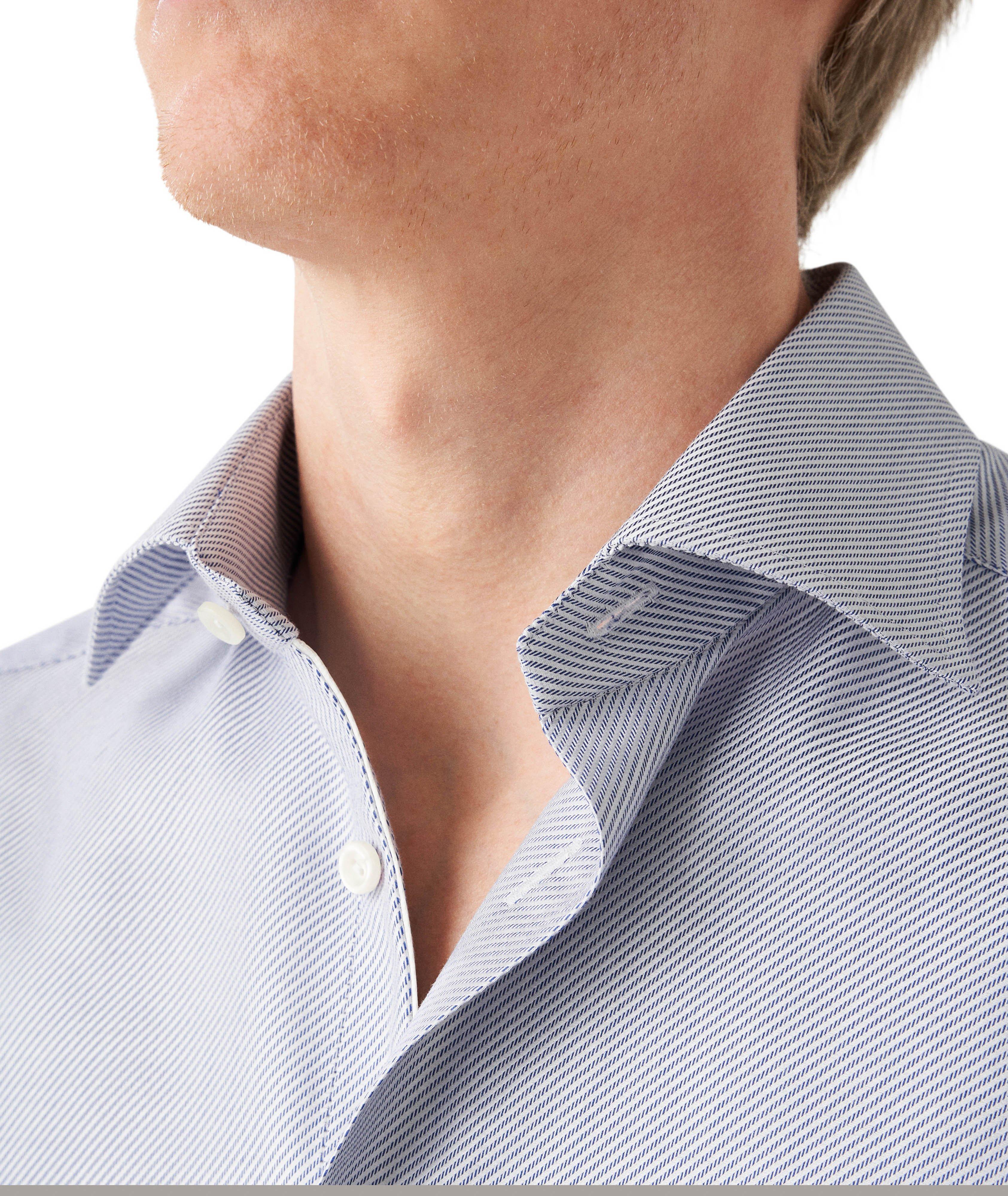 Contemporary Fit Diagonal Stripe Twill Cotton-Tencel Dress Shirt image 3