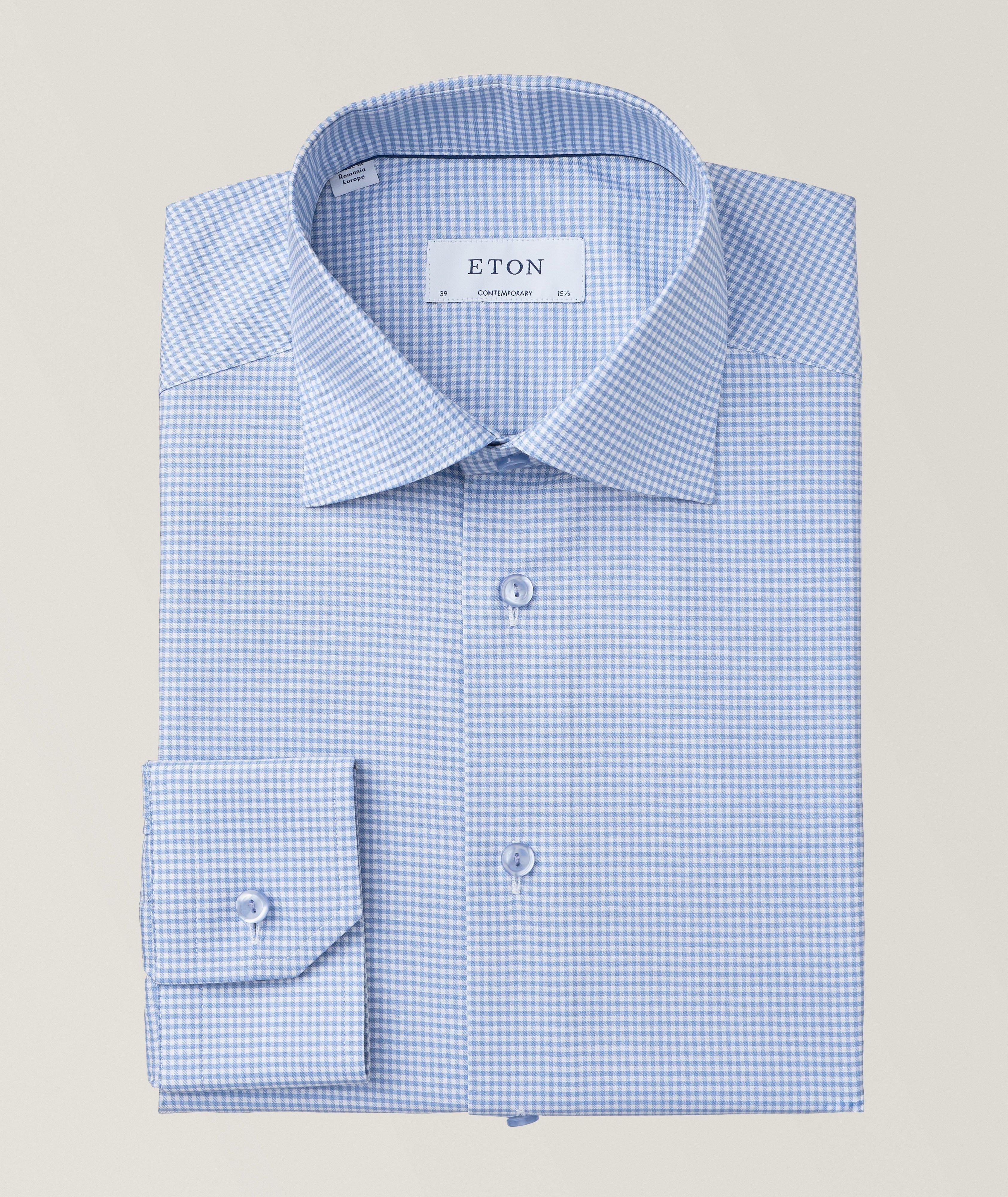Contemporary Fit Gingham Cotton-Blend Dress Shirt image 0