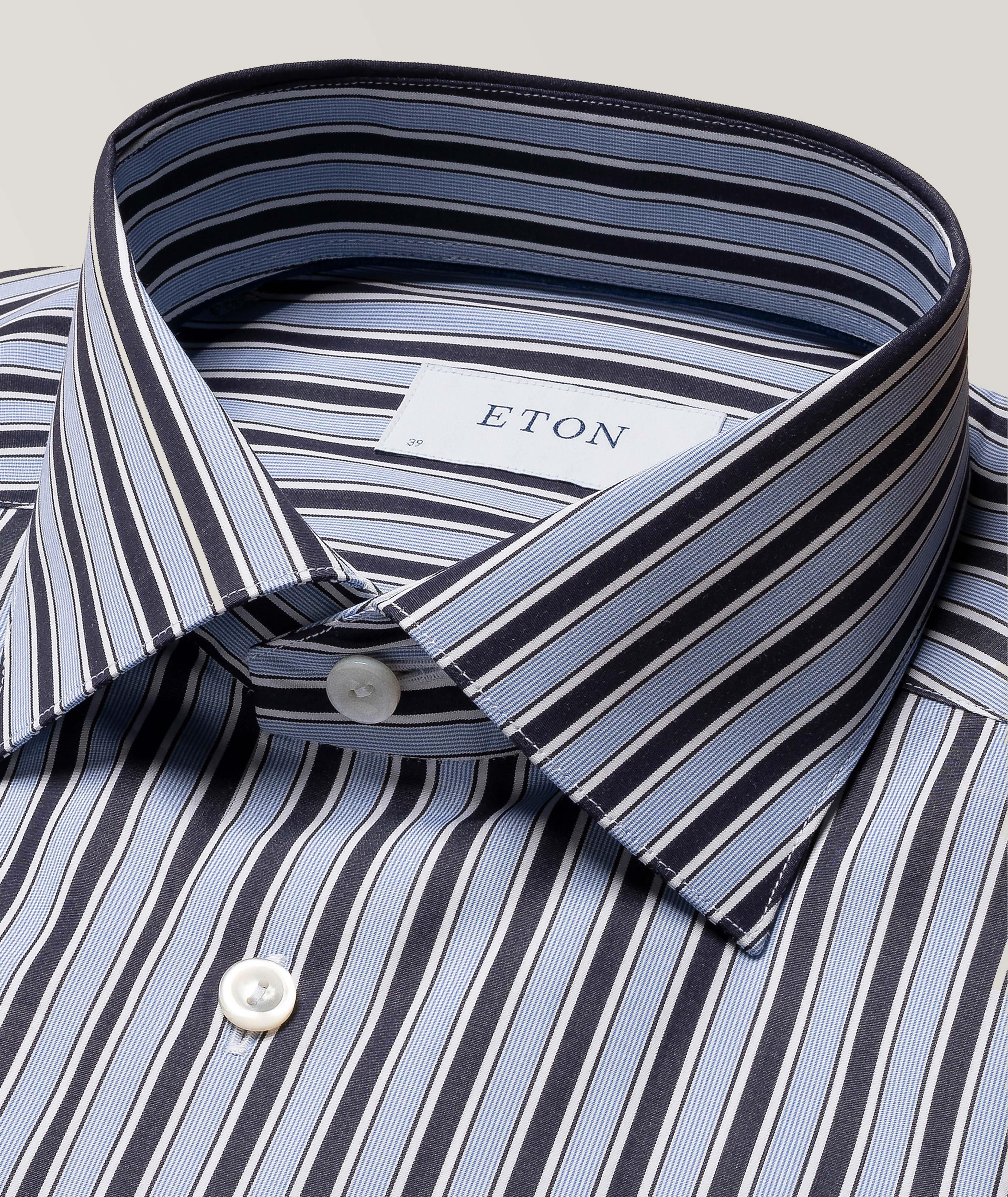 Navy striped dress store shirt