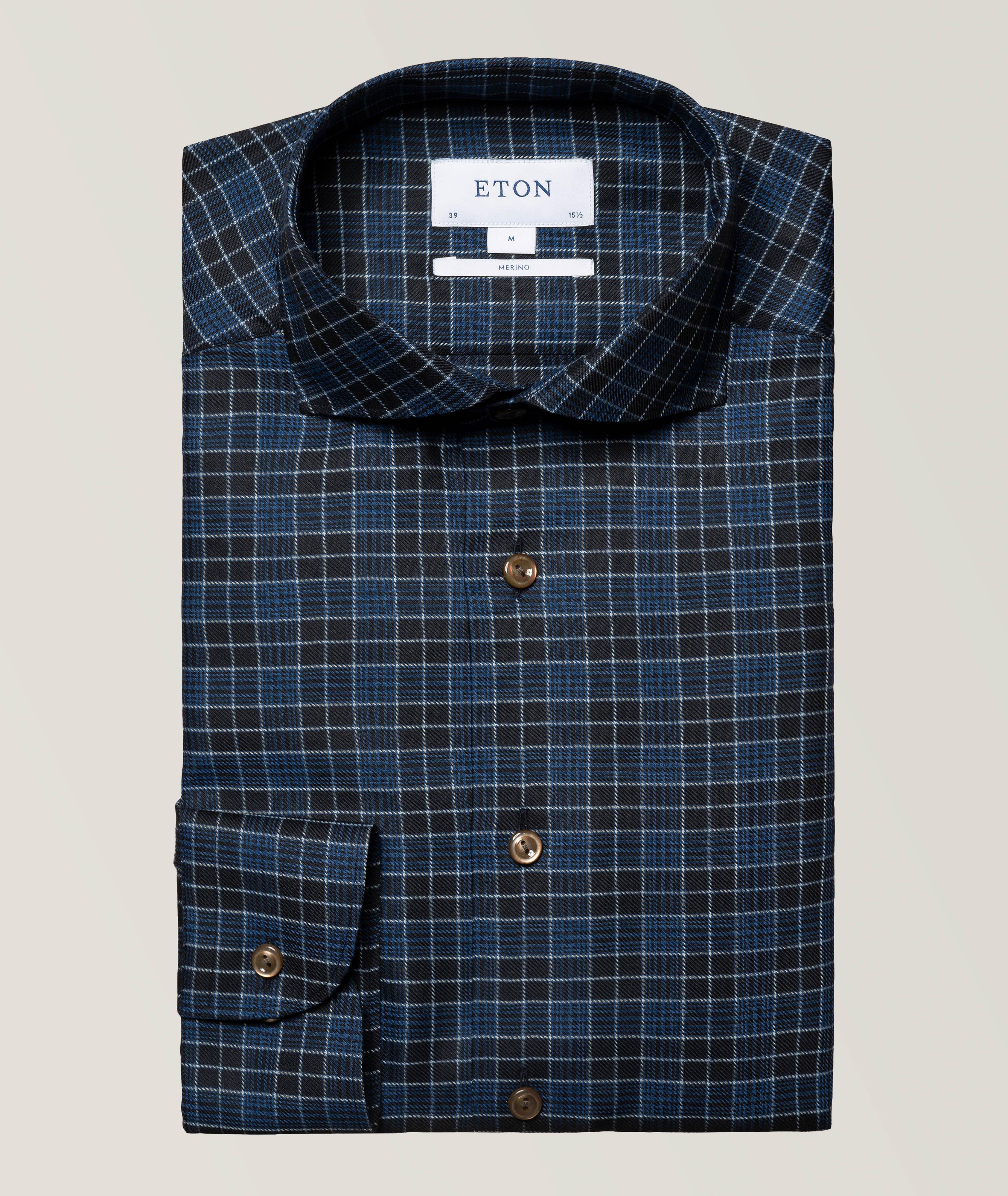 Modern Fit Blue Plaid Shirt