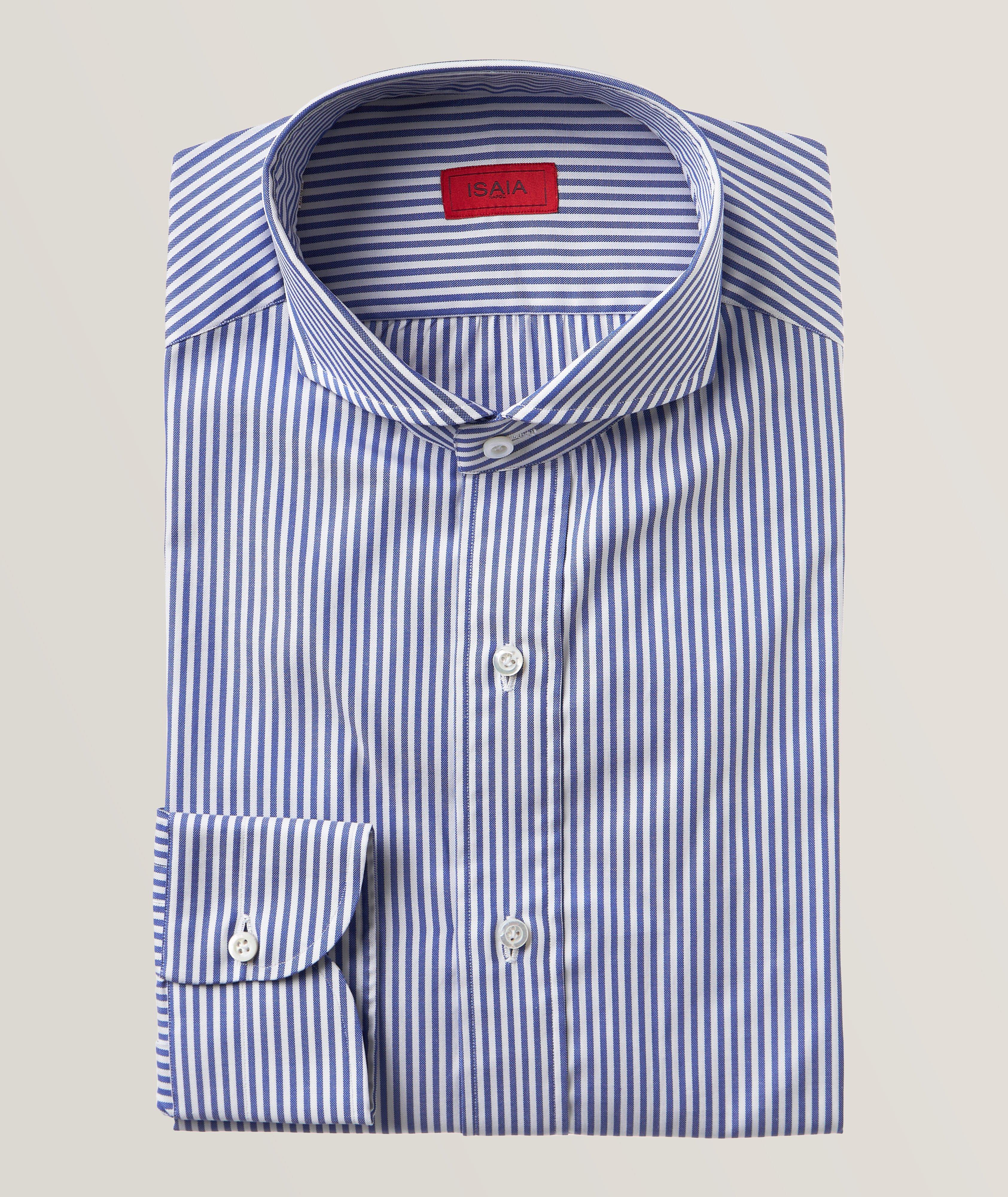 White dress shirt 2024 with red stripes