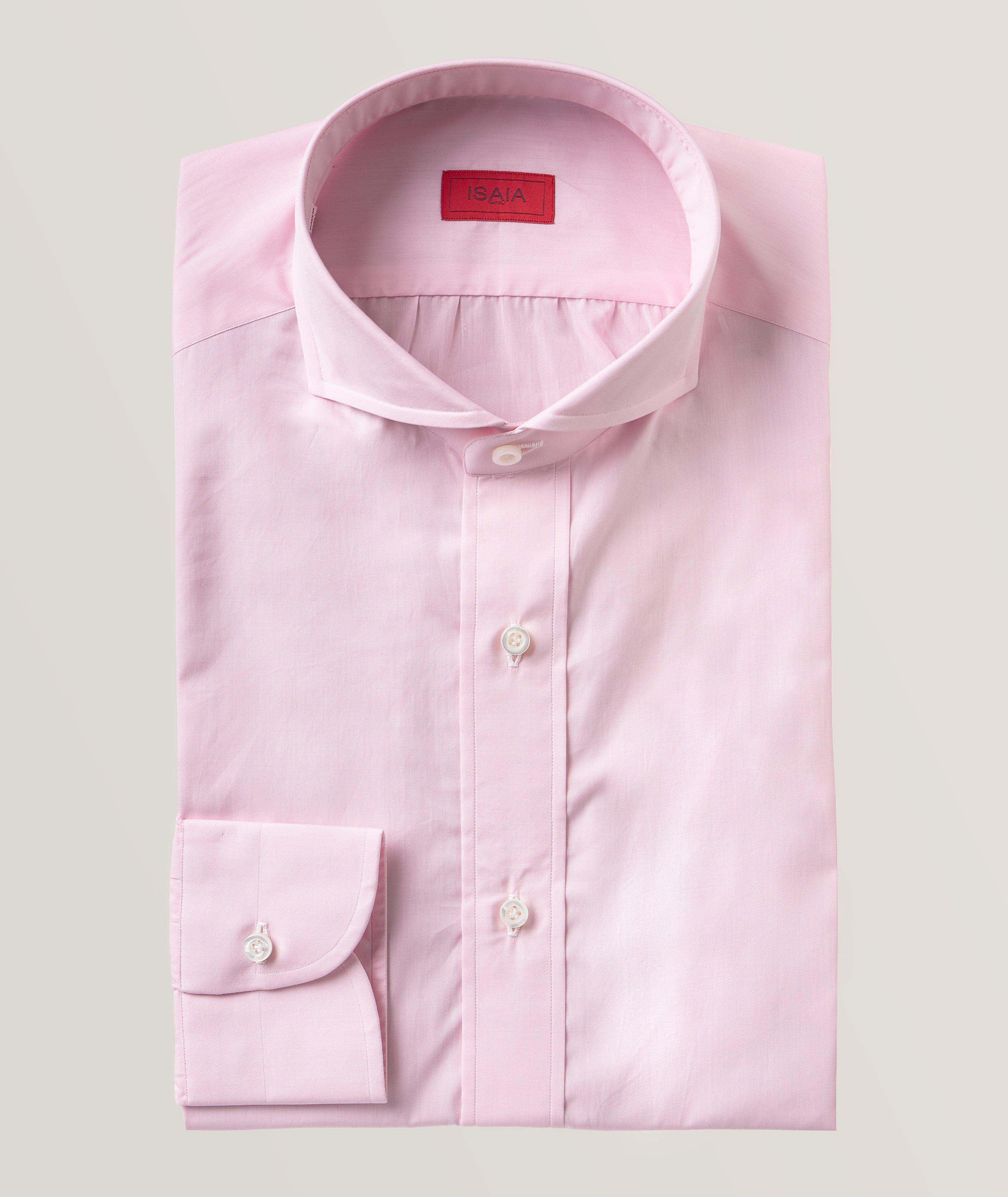 Pink dress shirt white hot sale collar