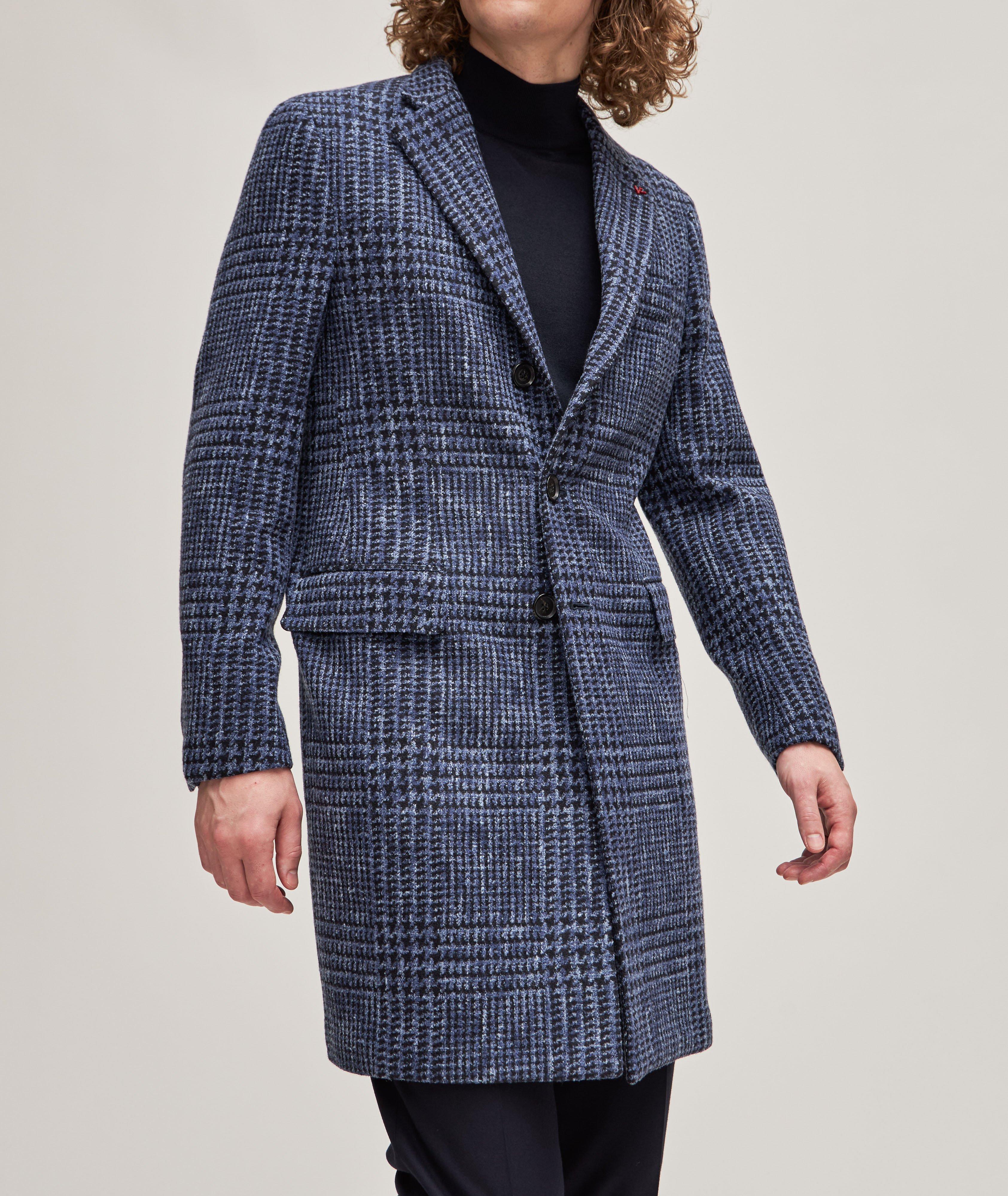 Glen plaid wool clearance trench