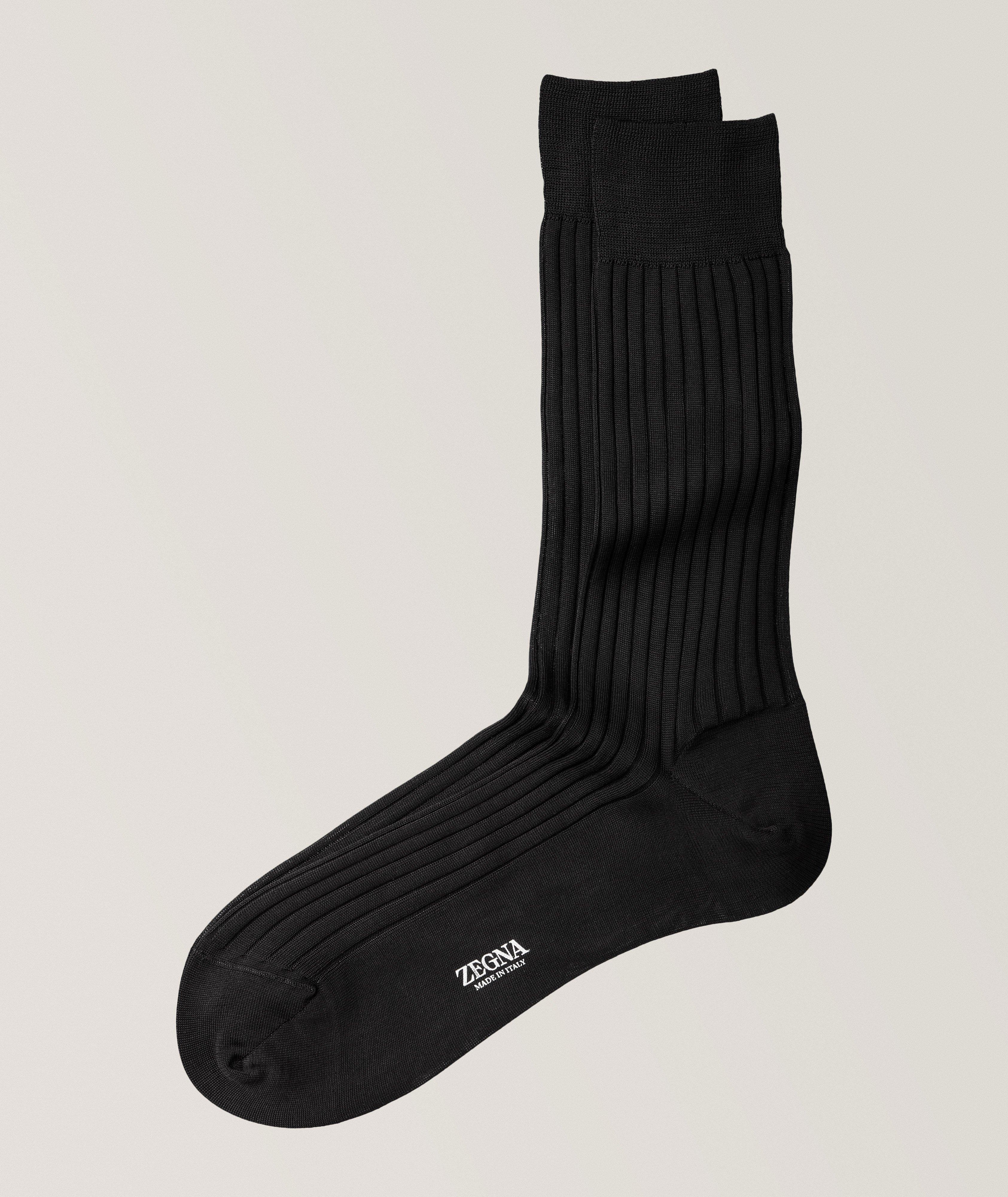 Ribbed Stretch-Cotton Socks image 0