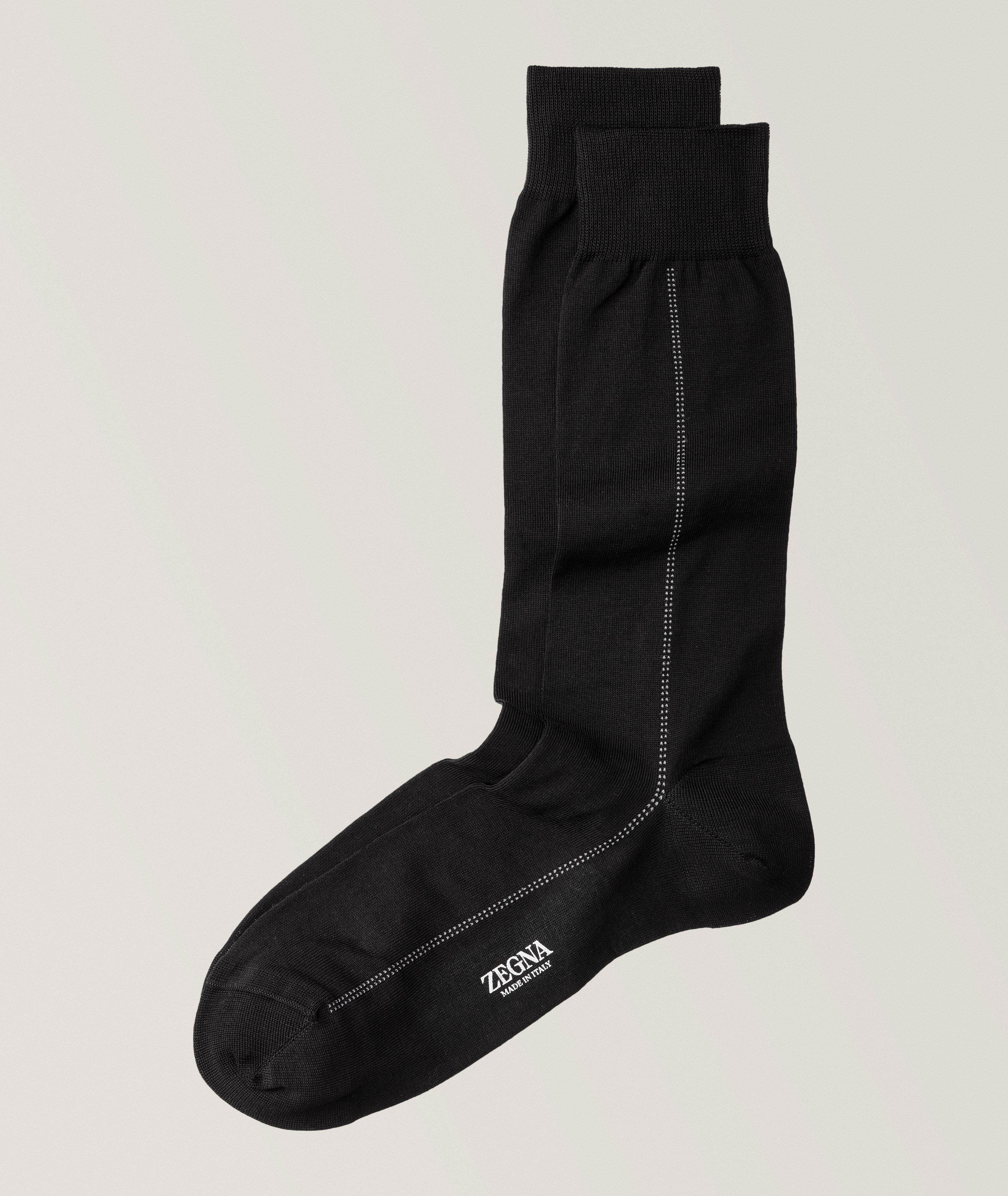 Contrast Stitched Stretch-Cotton Socks image 0