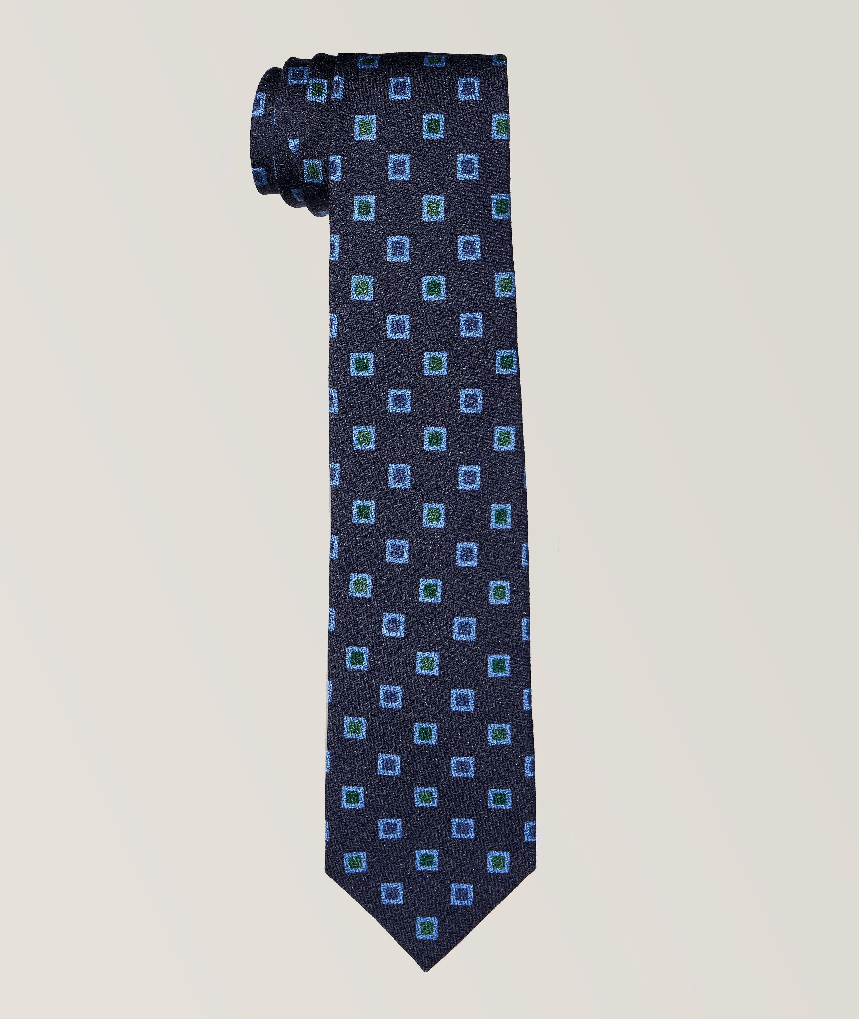 Diamond Pattern Wool-Silk Tie  image 0