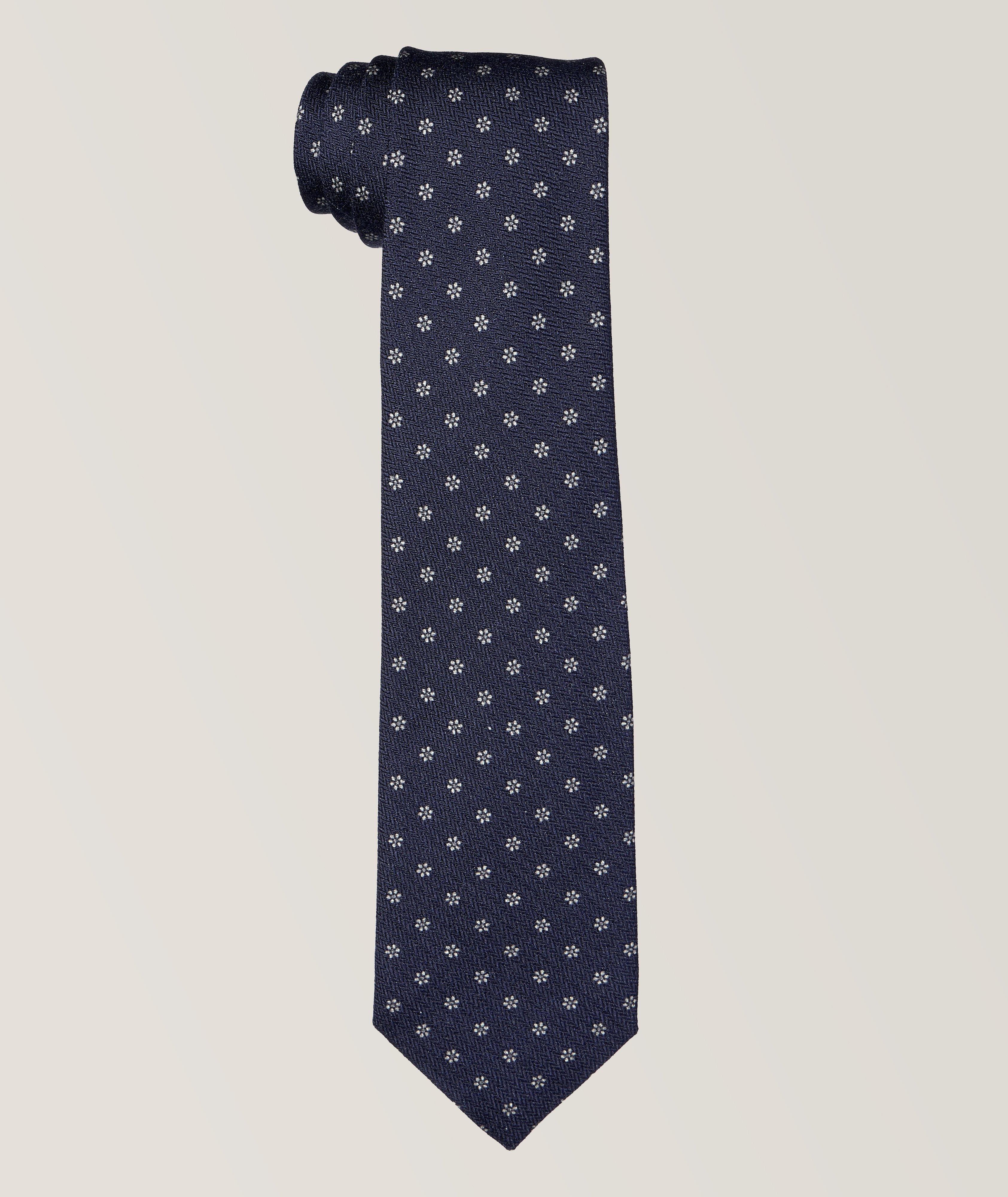 Floral-Neat Pattern Wool-Silk Tie image 0