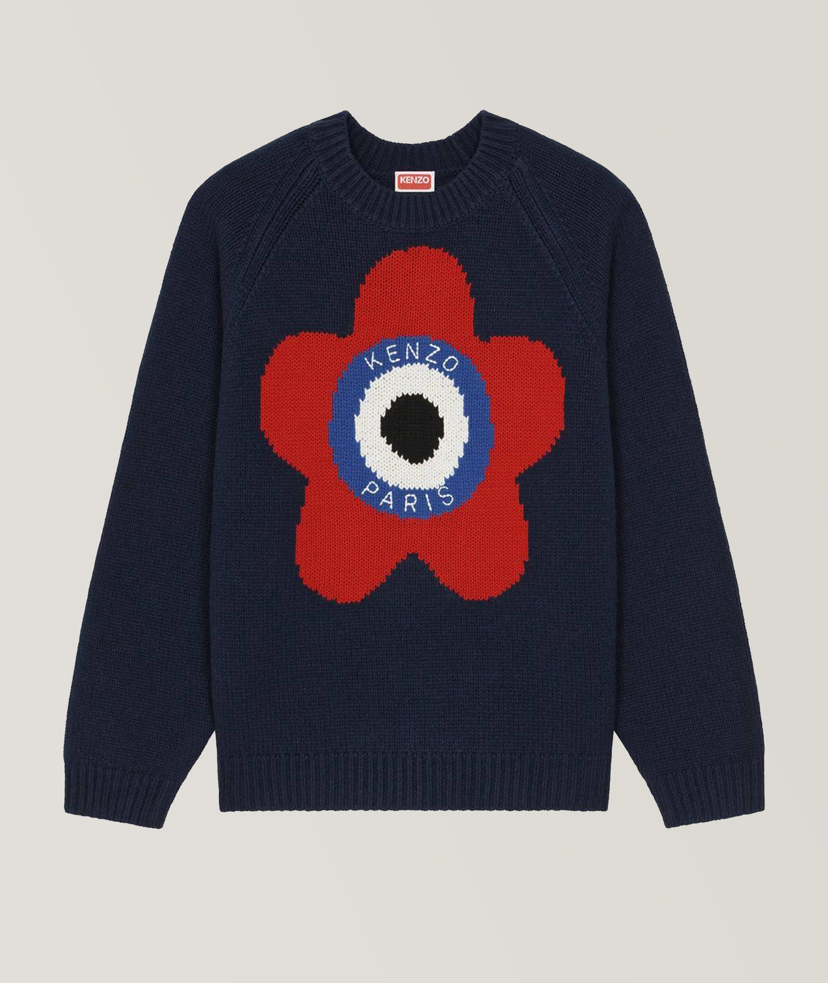 Pull en lainage avec fleur-cible image 0