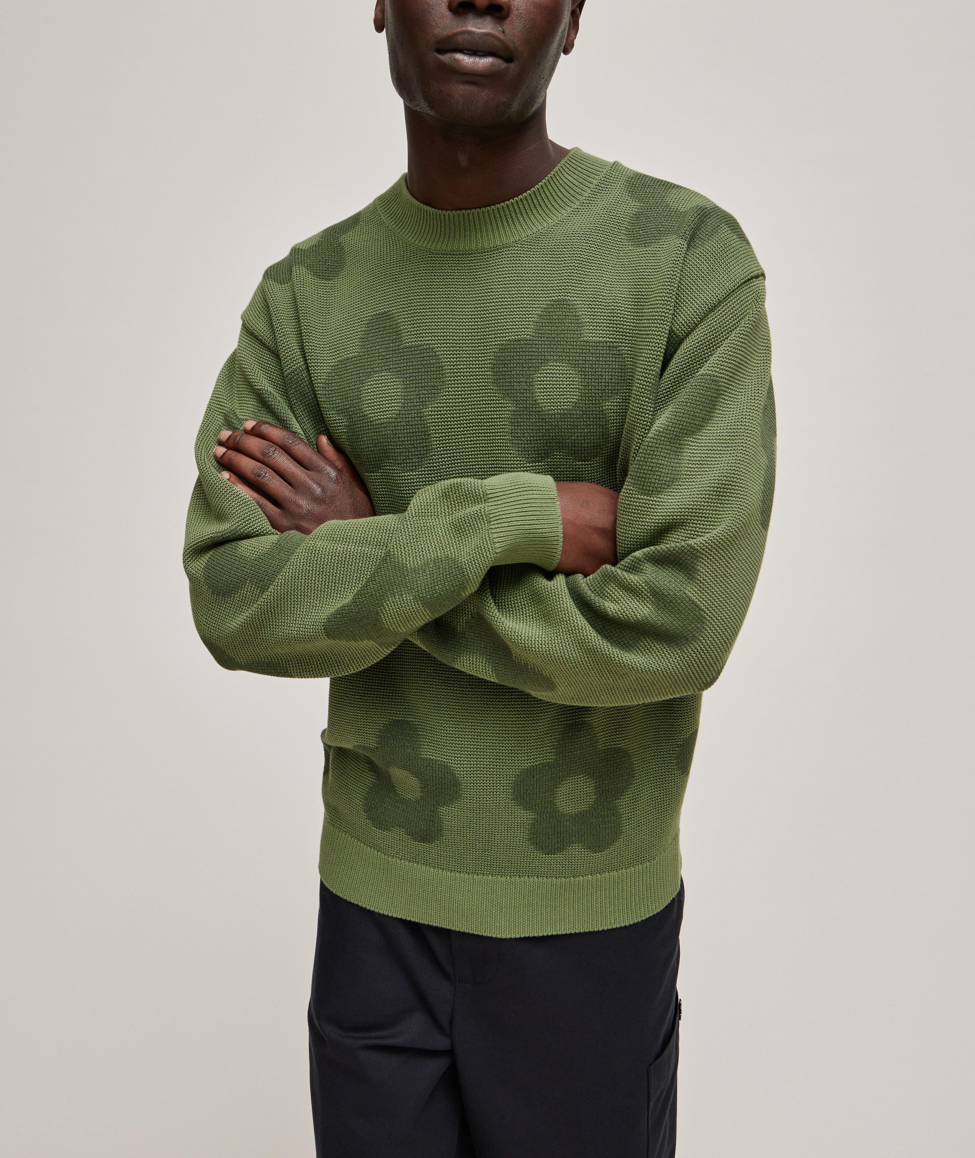 All-Over Floral Camouflage Cotton Knitted Sweater  image 1