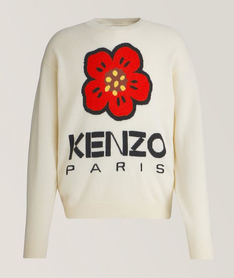 Flower Print Wool Knitted Crewneck Sweater image 0