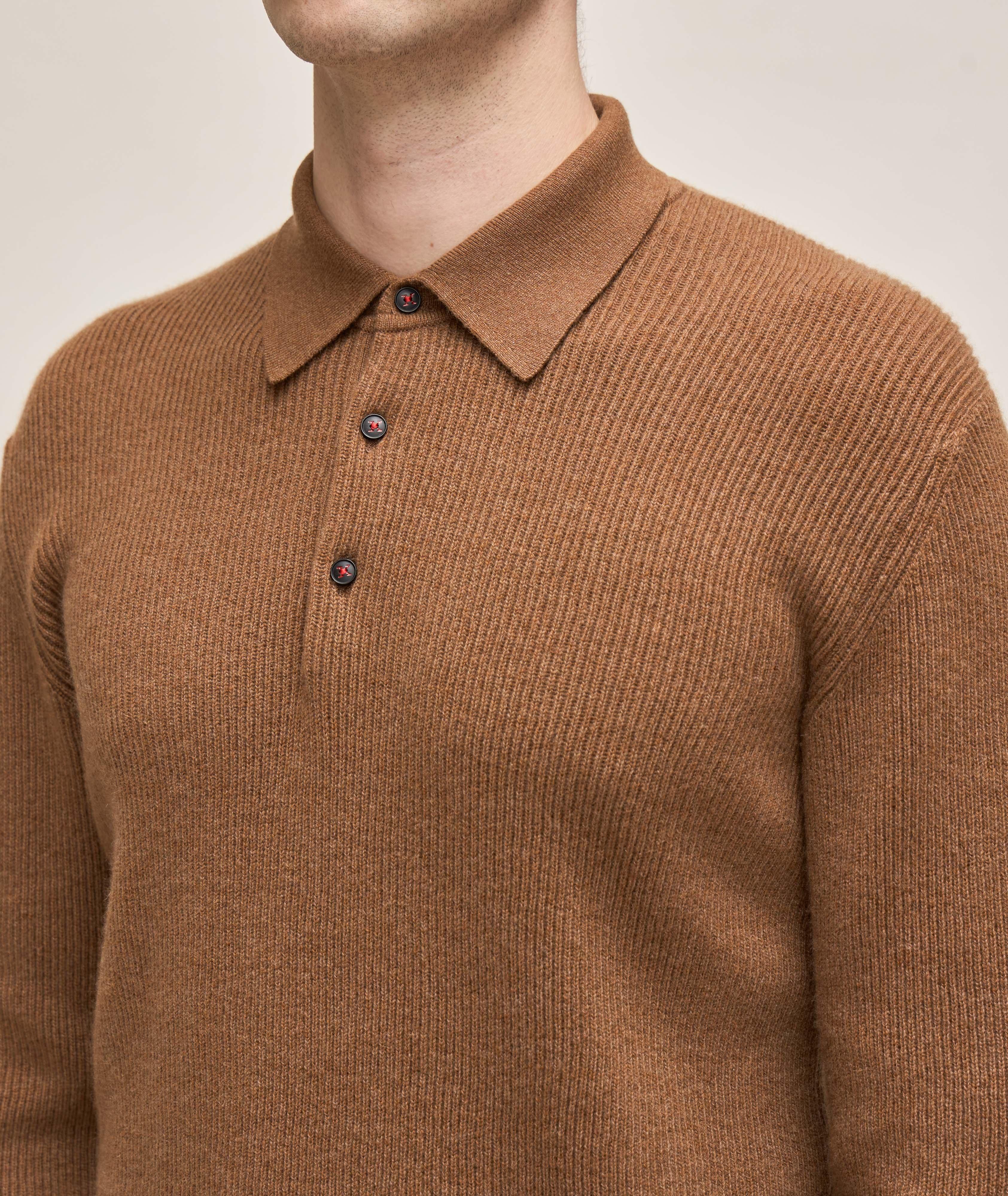 Cashmere Ribbed Knitted Polo image 3