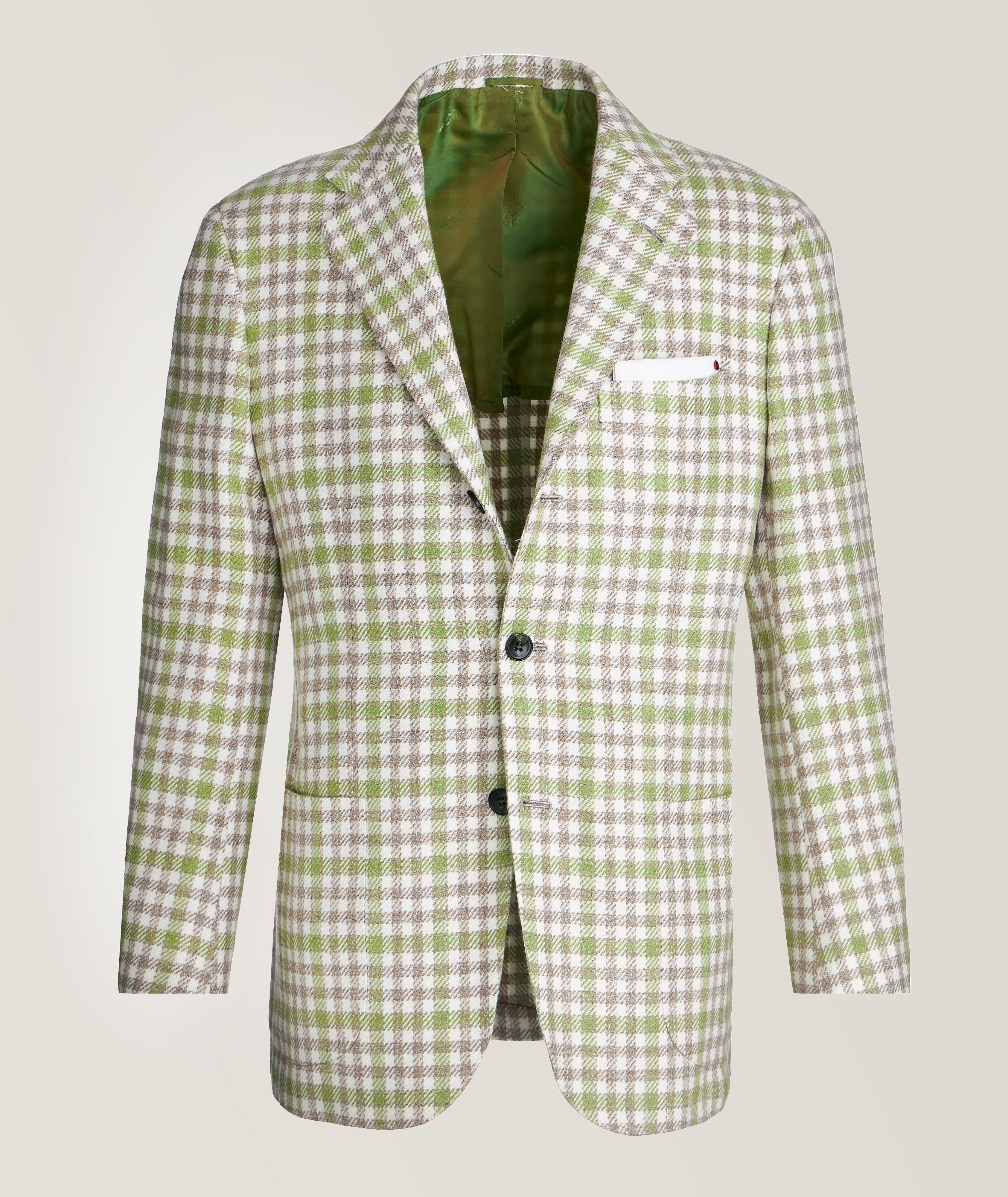 Kiton Gingham Cashmere, Virgin Wool & Silk Blend Sport Jacket