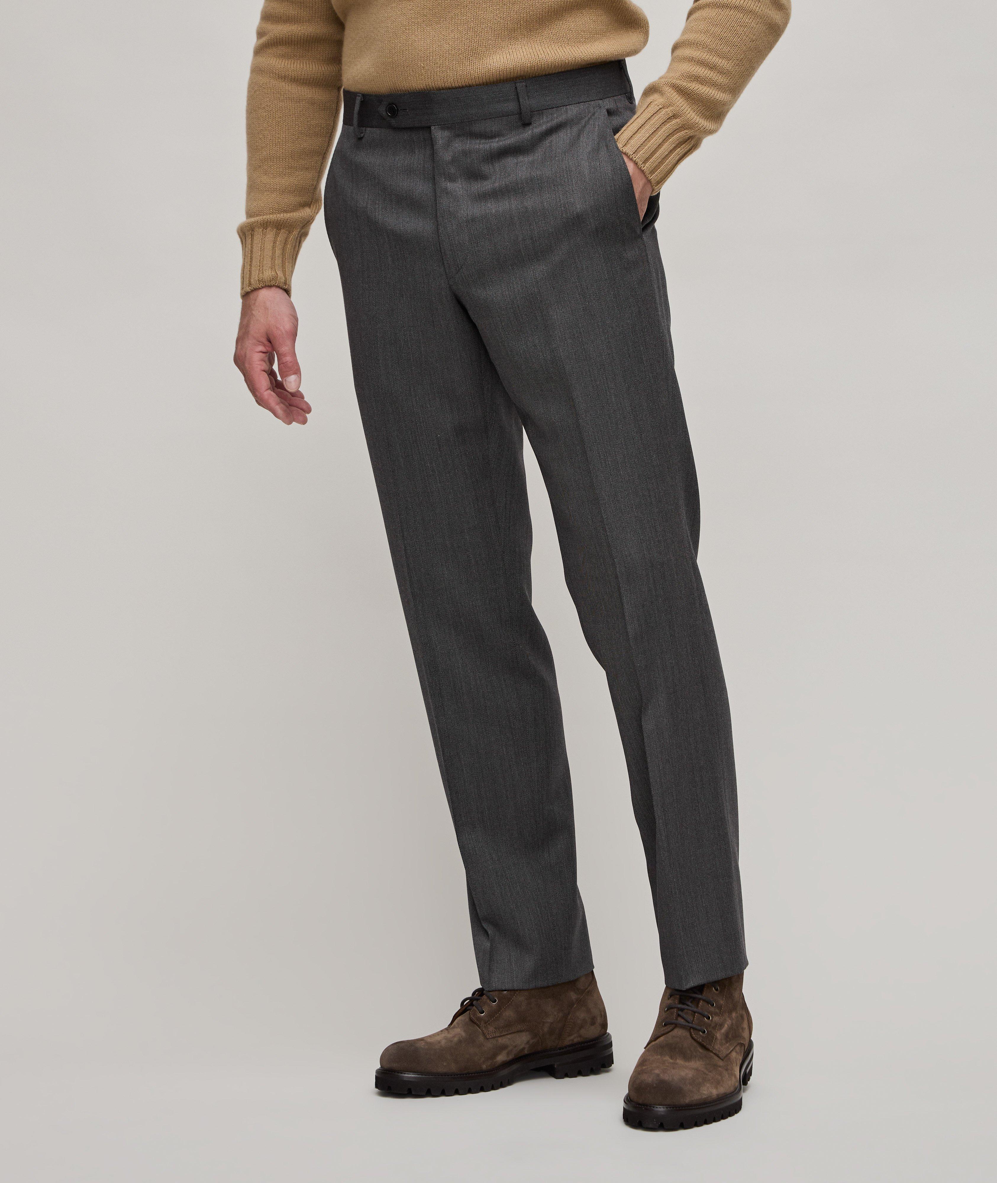 Samuelsohn Super 110s Herringbone Stretch-Wool Blend Dress Pants