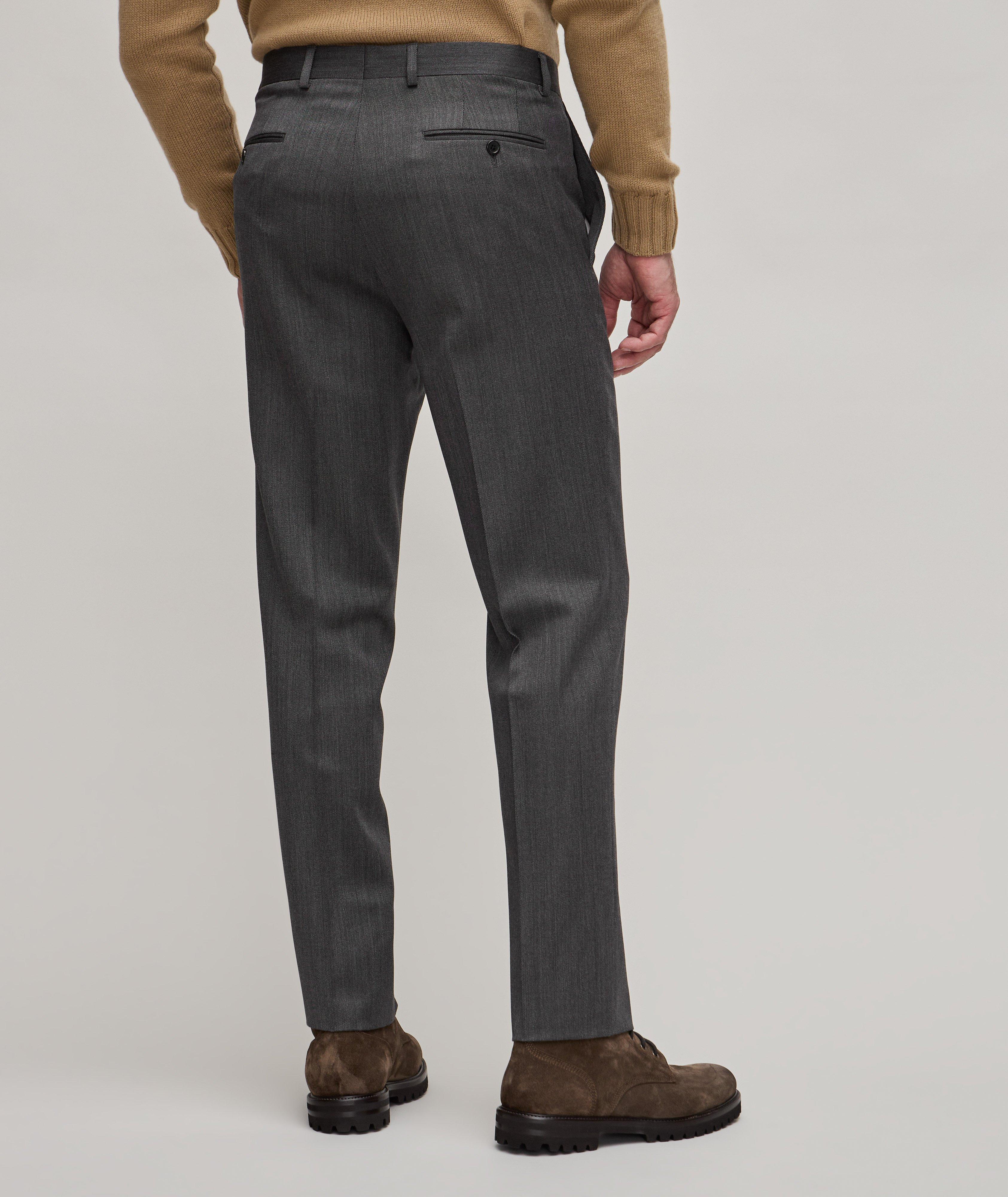 Pantalon habillé en laine super 110 à motif de chevrons image 3