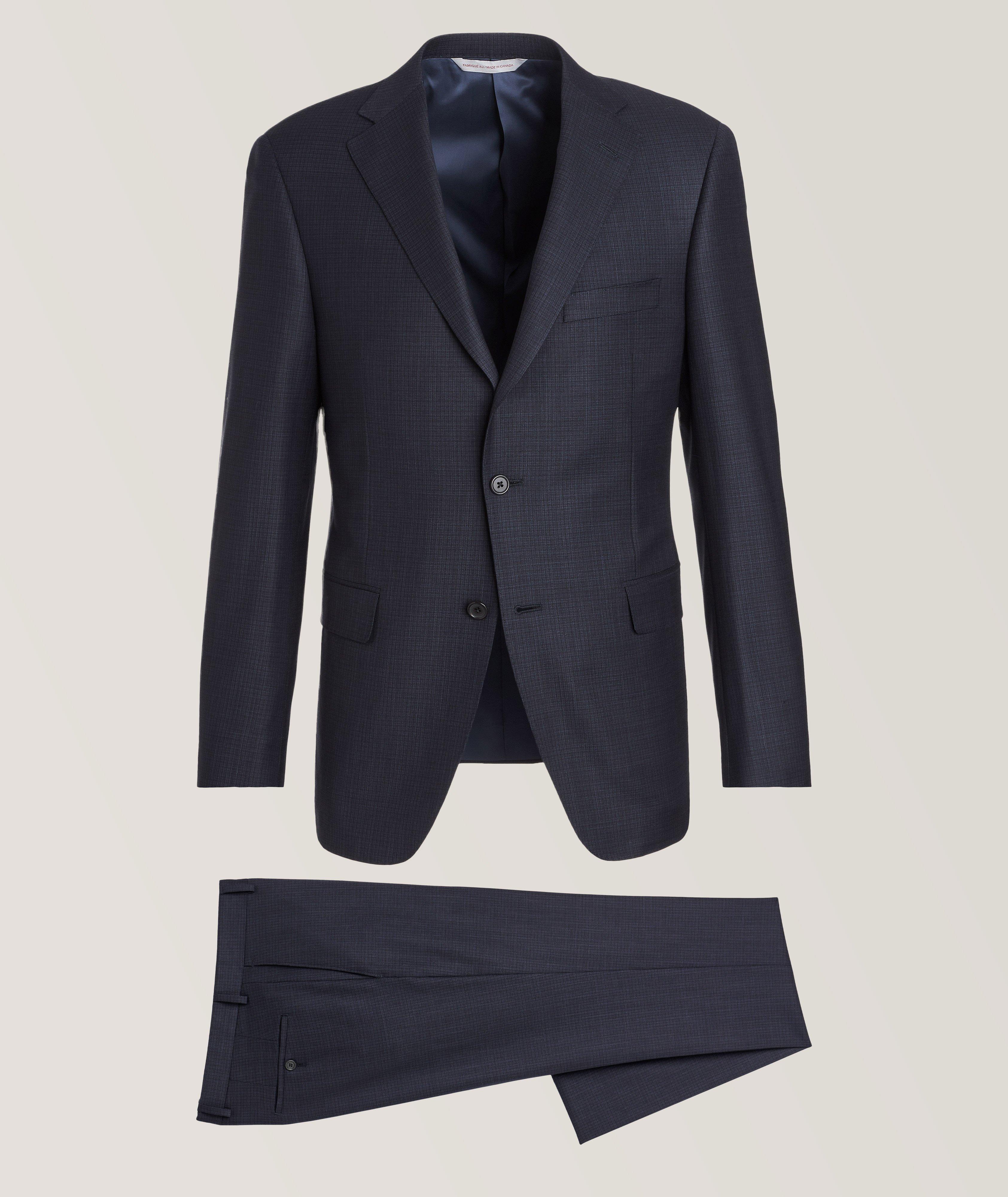 Madison Tonal Miniature Check Stretch Silk-Wool Suit image 0
