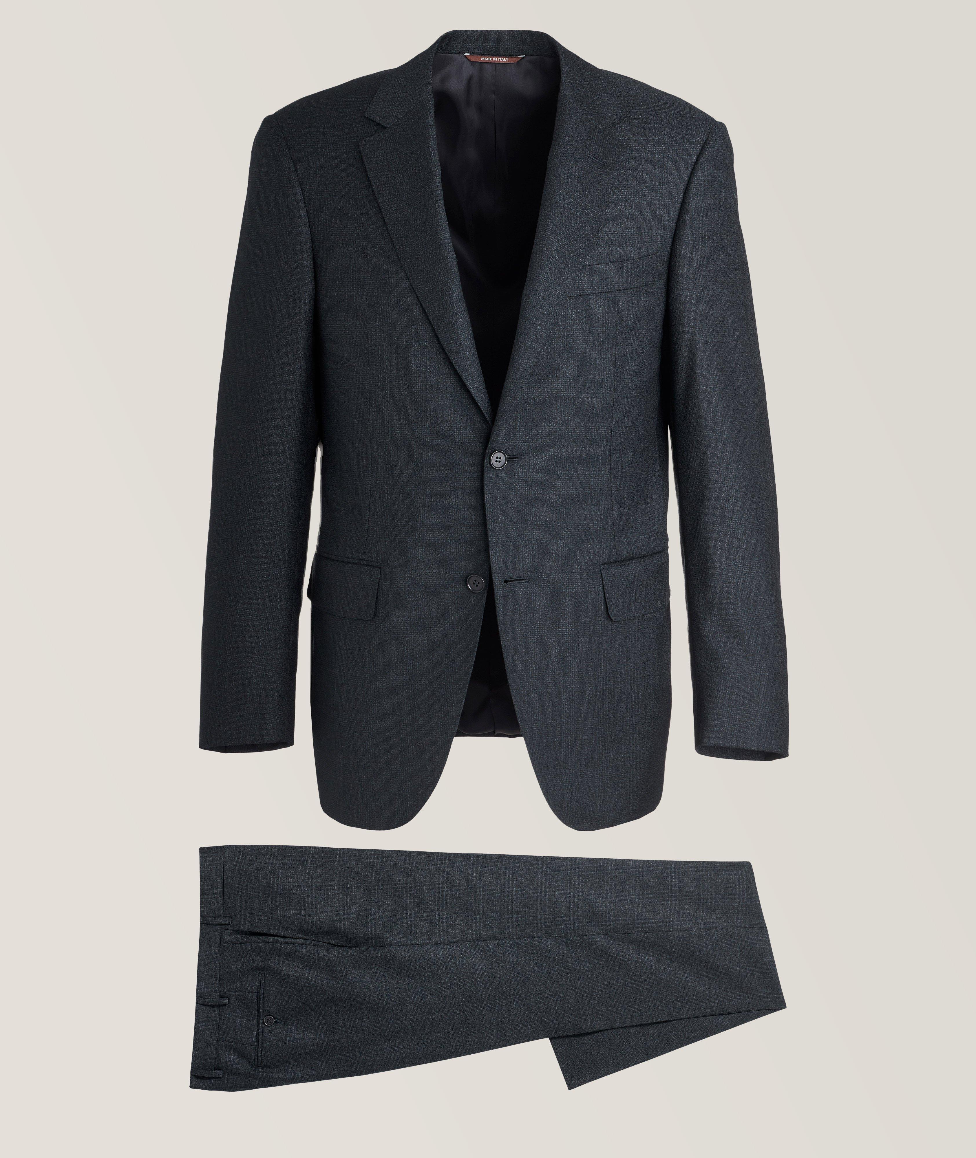 Canali Contemporary-Fit Tonal Check Pattern Wool Suit | Suits | Harry Rosen